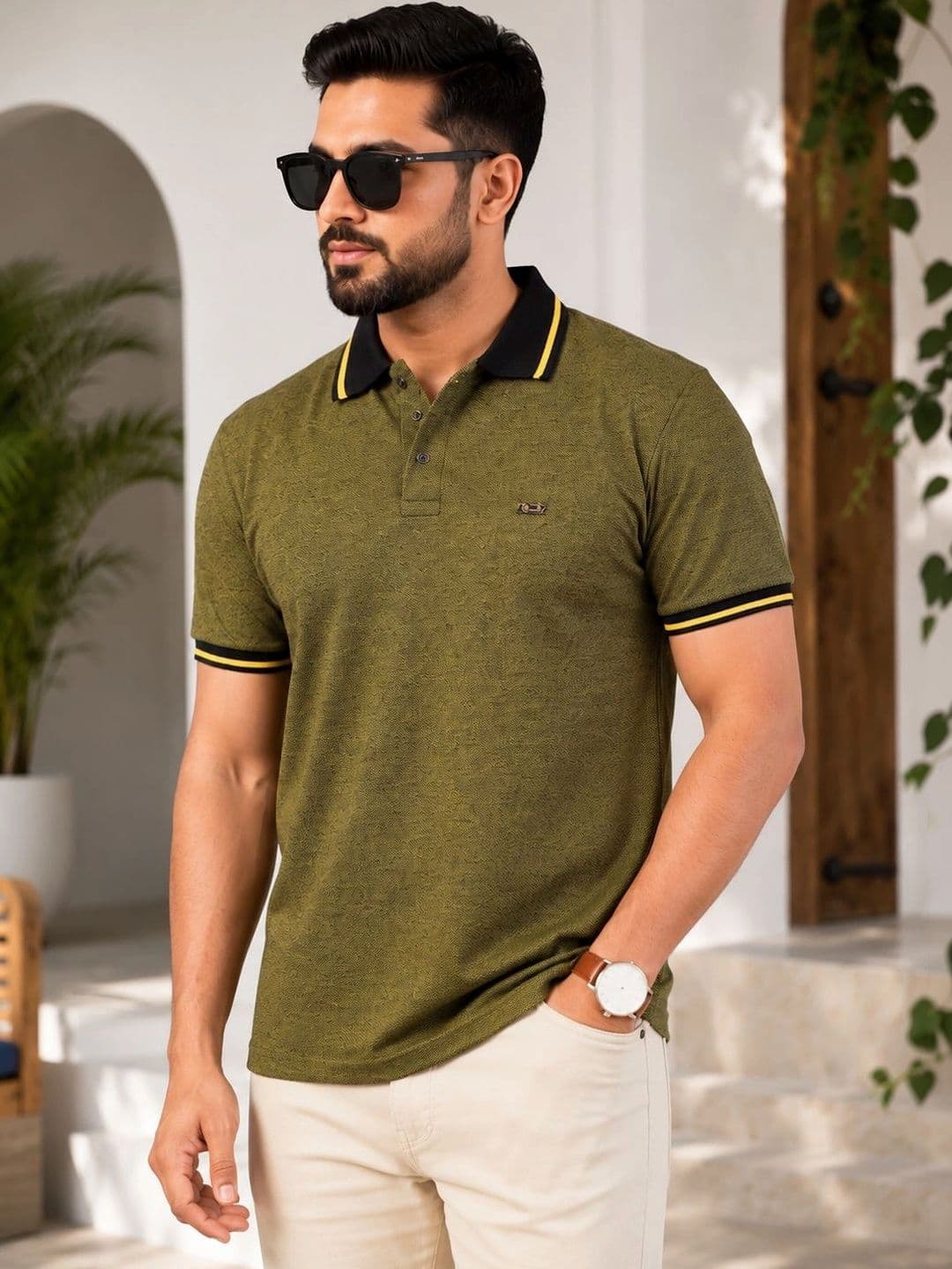 OZONECO Men Polo Collar Pockets T-shirt - view 1