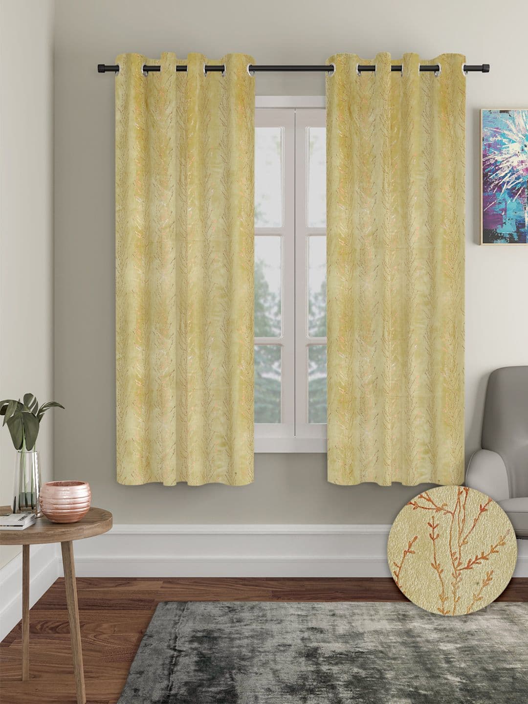 Cortina Yellow 2 Pieces Black Out Window Curtains - view 1