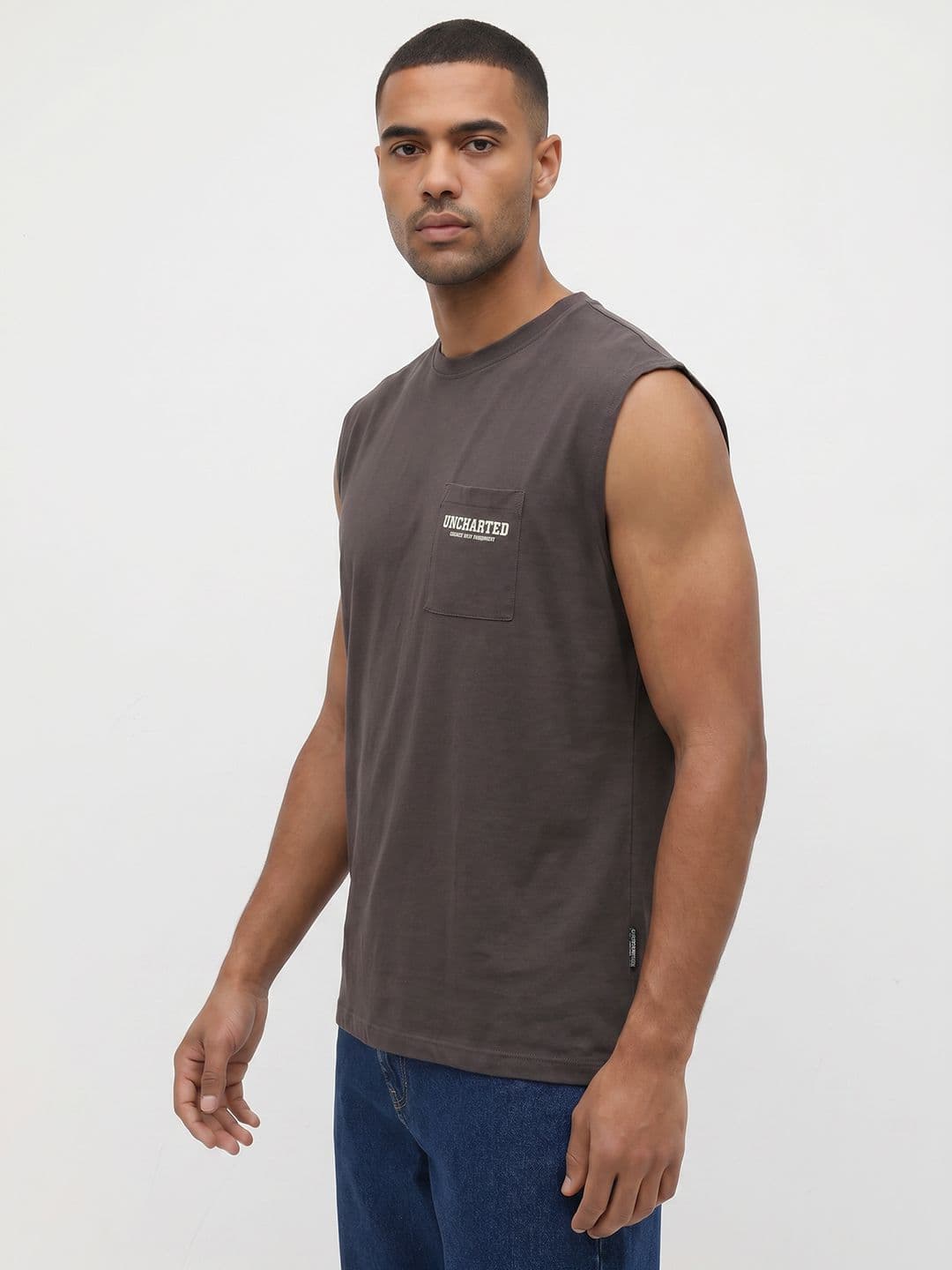 The Roadster Life Co. Sleeveless Pure Cotton T-shirt - view 1