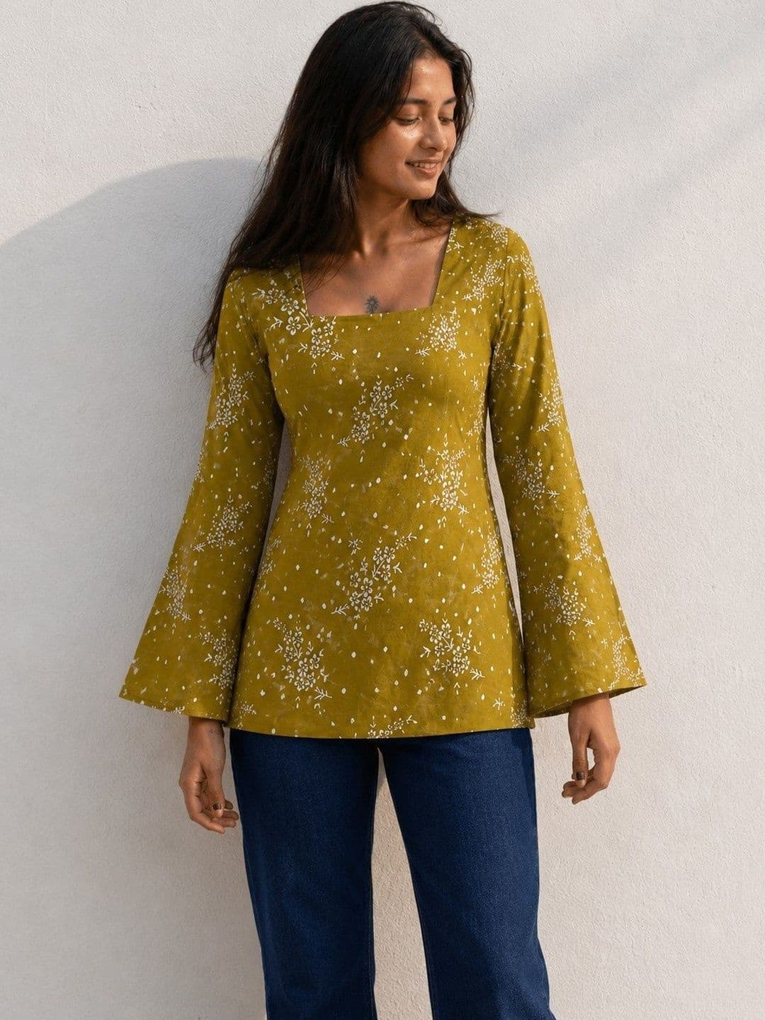 KPF Floral Printed Square Neck Maternity Kurti - view 1