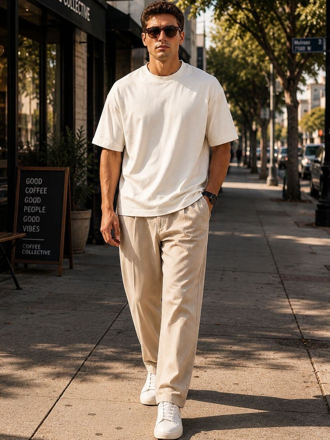 8 Minutes Round Neck Short Sleeves Cotton Oversized T-shirt - view 1