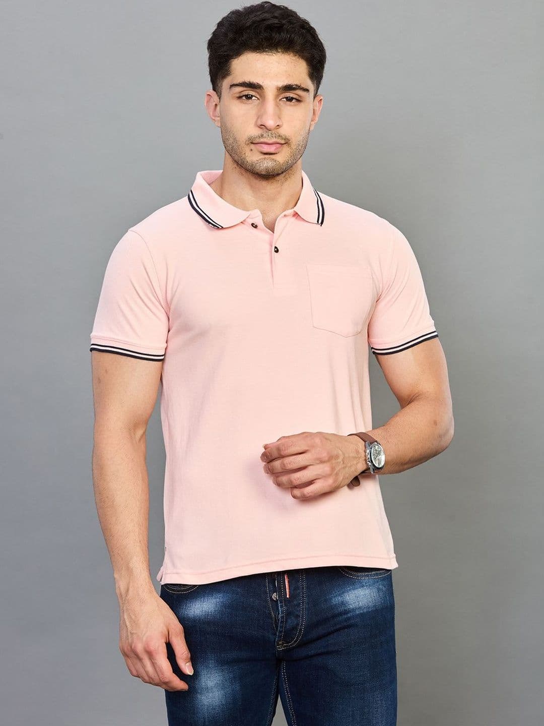 BE POSITIVE Men Polo Collar Pockets T-shirt - view 1