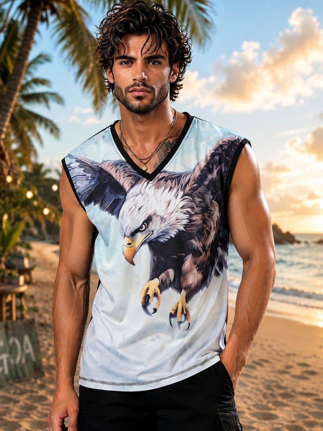 YELLOW TREE Men Printed V-Neck T-shirt - view 1