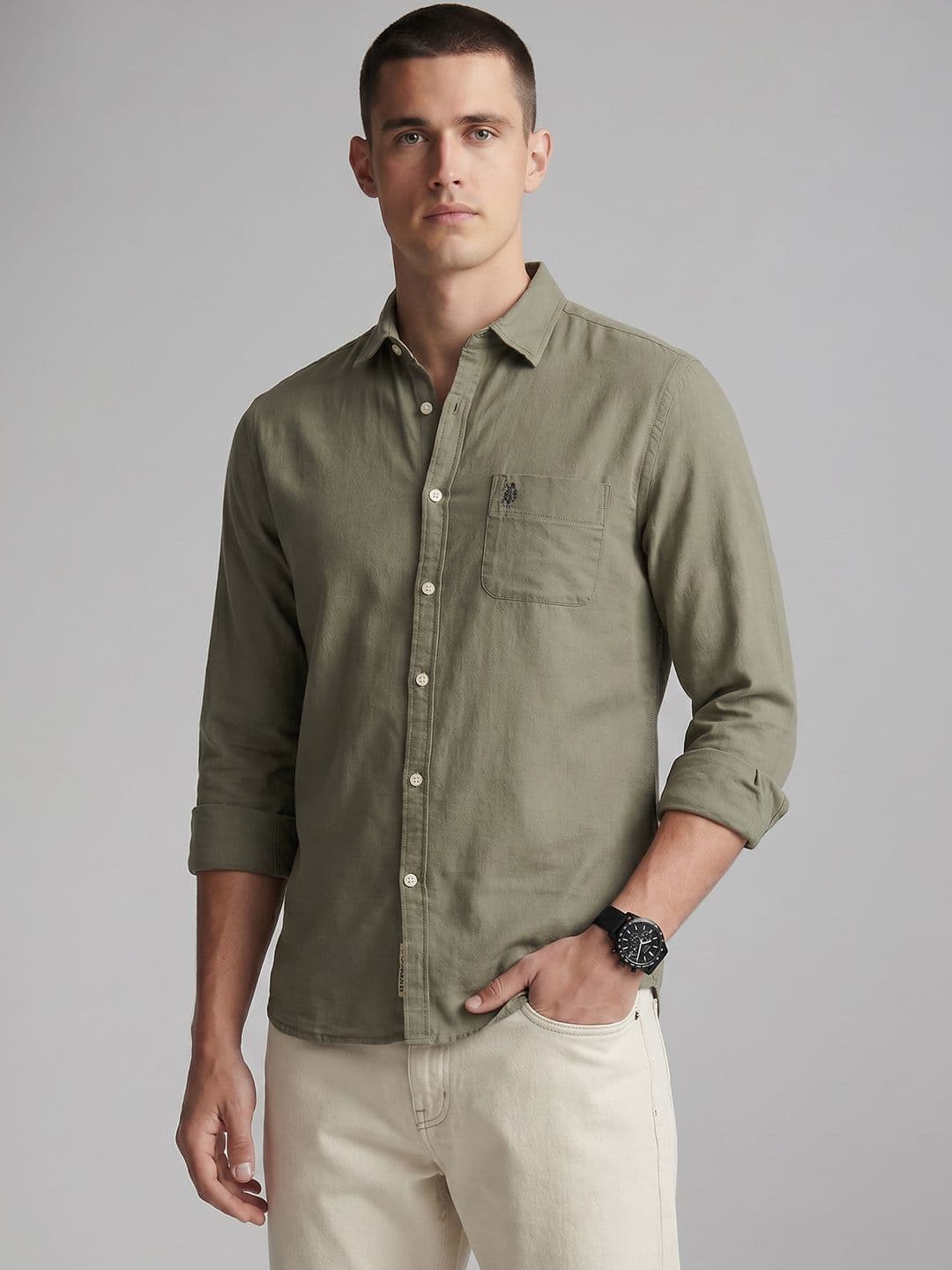 U.S. Polo Assn. Denim Co. Cotton Linen Casual Shirt - view 1