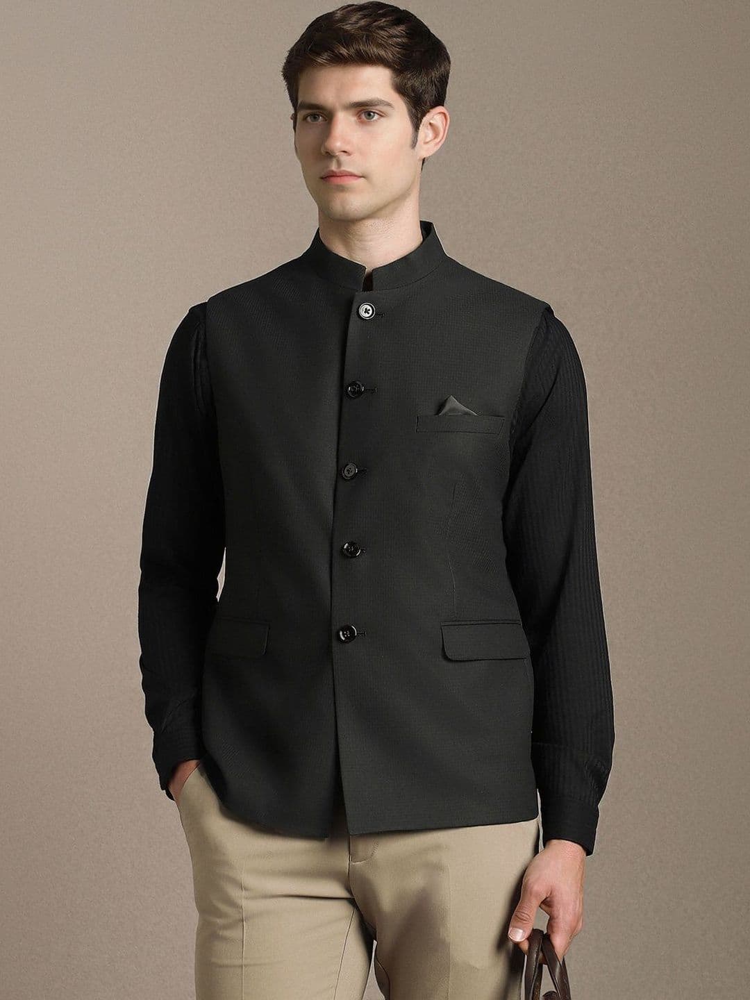 Louis Philippe Mandarin Collar Nehru Jackets - view 1