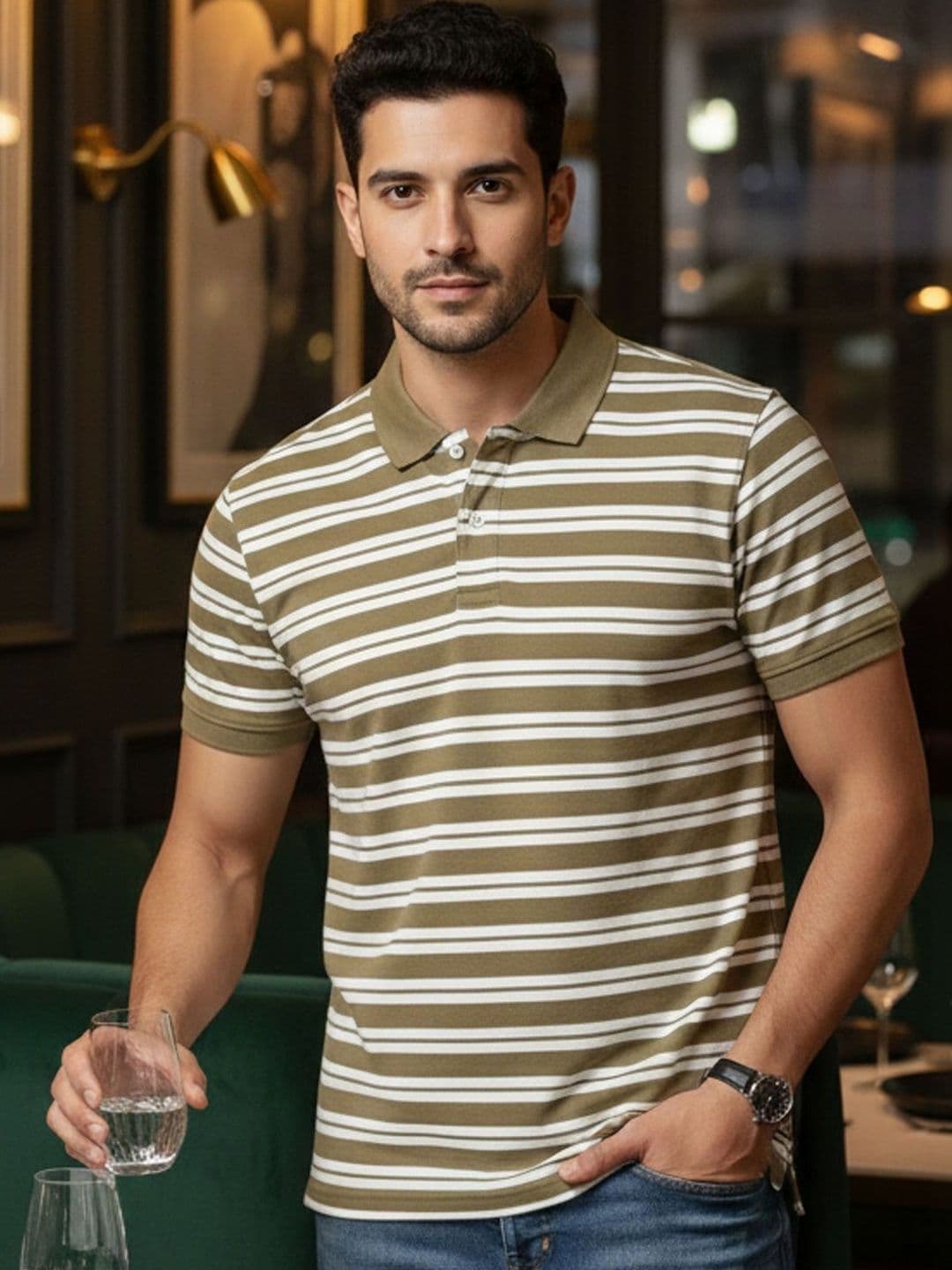Kook N Keech Men Striped Polo Collar T-shirt - view 1