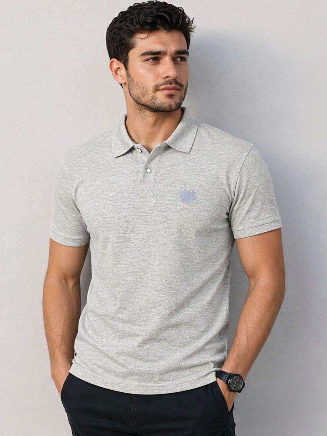 FARICON Men Brand Logo Printed Polo Collar Slim Fit T-shirt - view 1