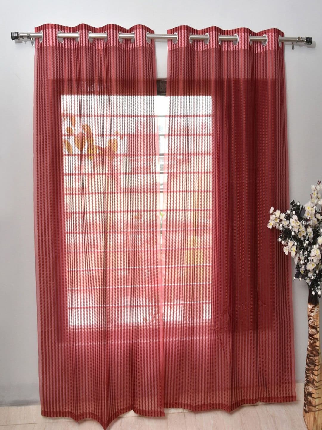 Homefab India Unisex Maroon Curtains and Sheers - view 1