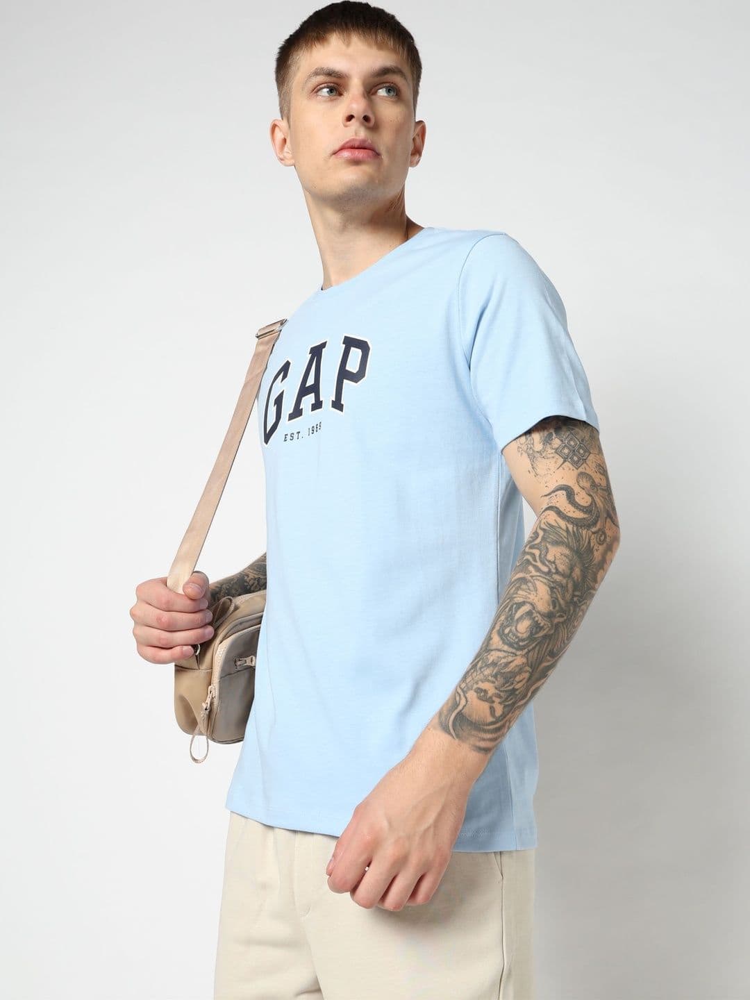 GAP Brand Logo Printed Pure Cotton Slim Fit T-shirt - view 1