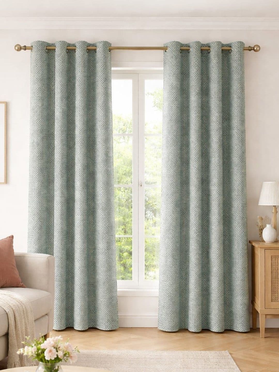 Aura Cream-Coloured Set of 2 Door Curtain - view 1