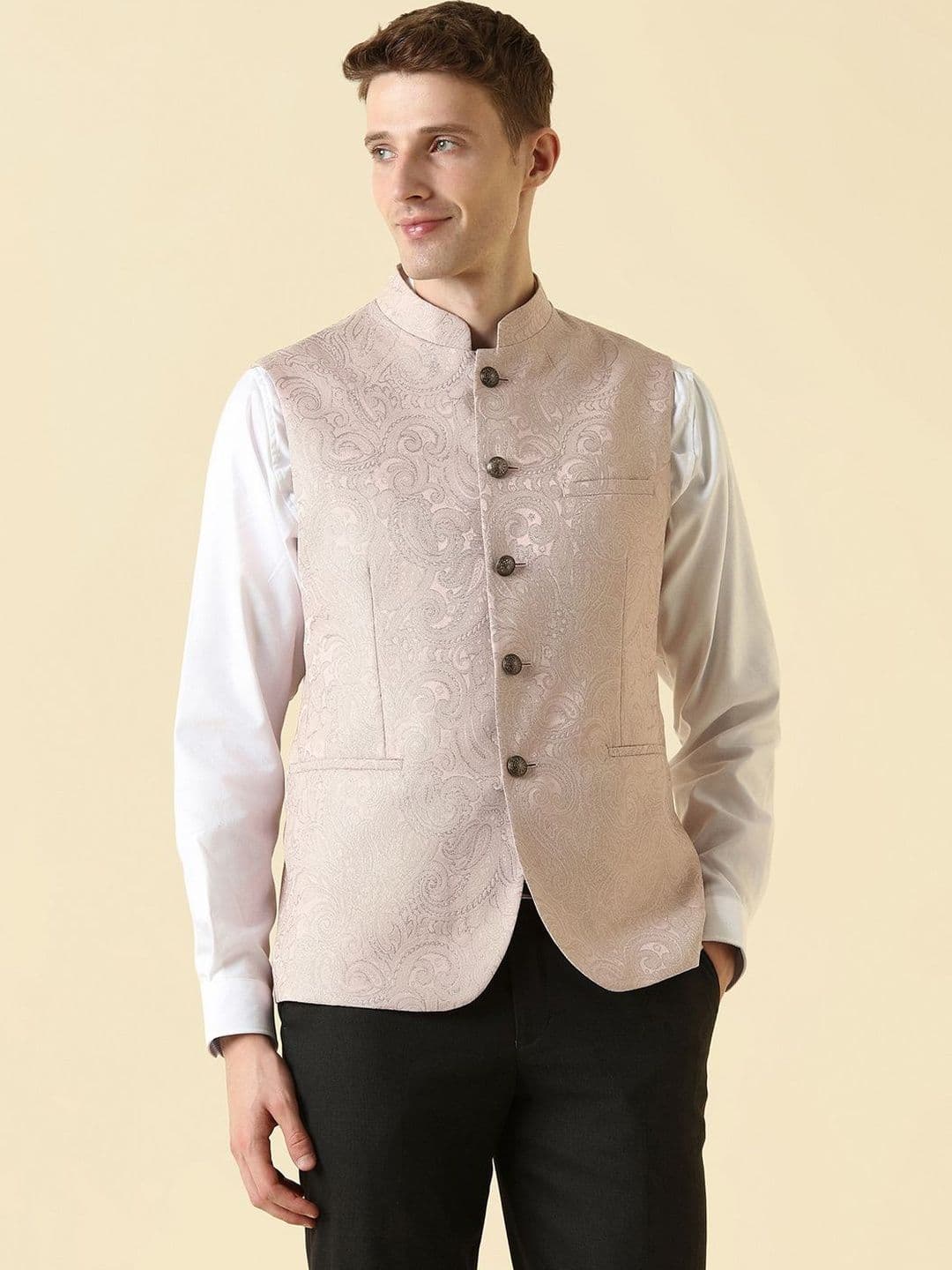 Allen Solly Textured Mandarin Collar Nehru Jackets - view 1