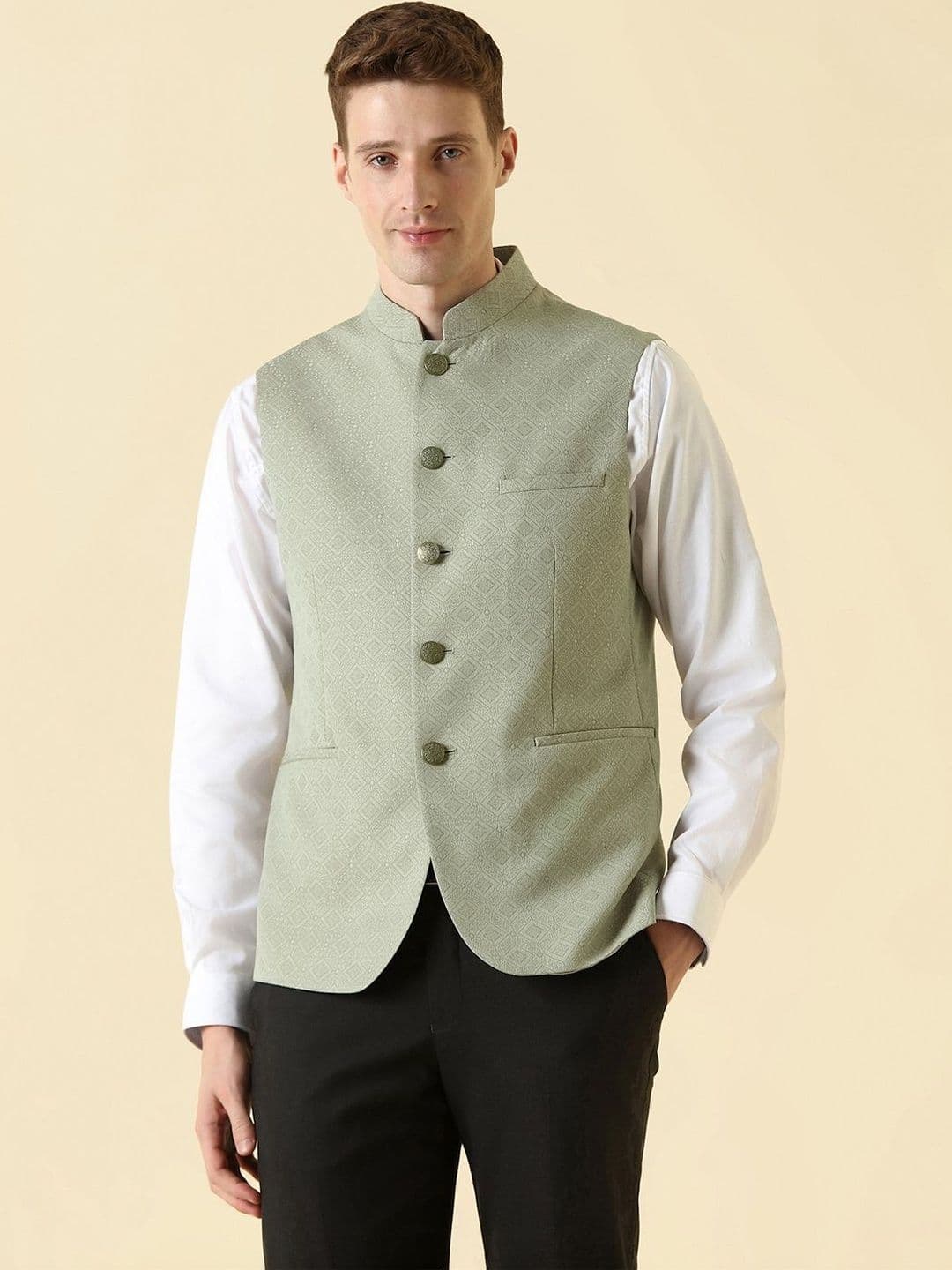 Allen Solly Textured Mandarin Collar Nehru Jackets - view 1