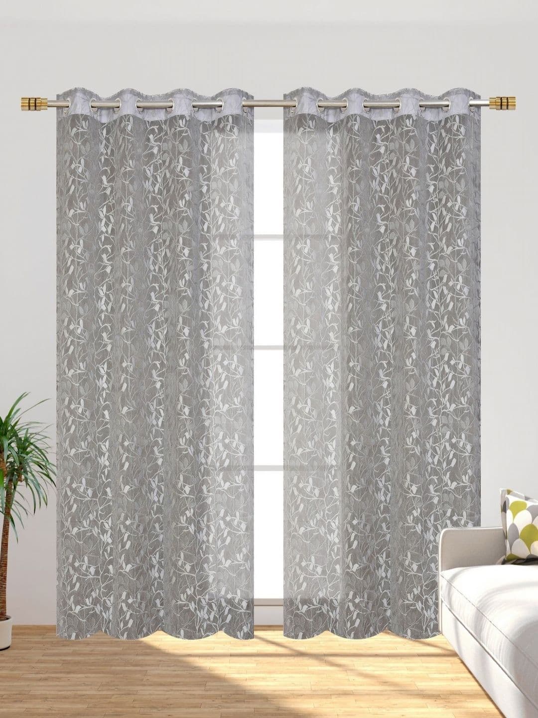 Galaxy Home Decor Grey Set of 2 Sheer Door Curtain - view 1