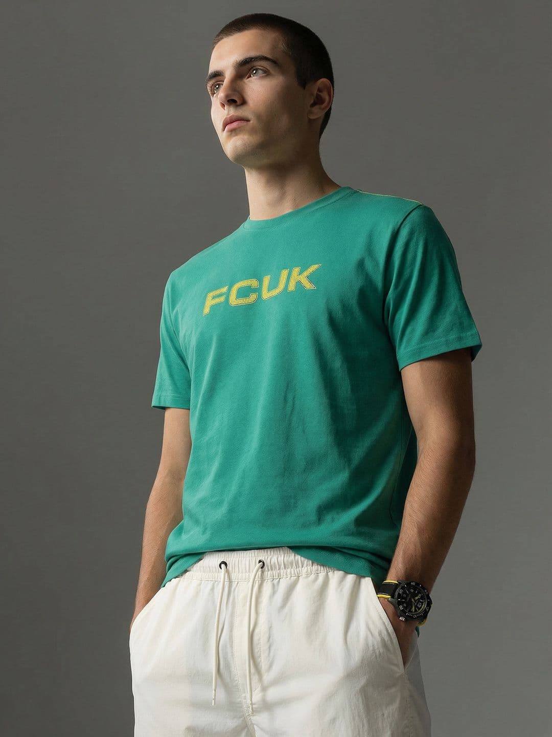 FCUK Brand Logo Printed Pure Cotton T-shirt - view 1