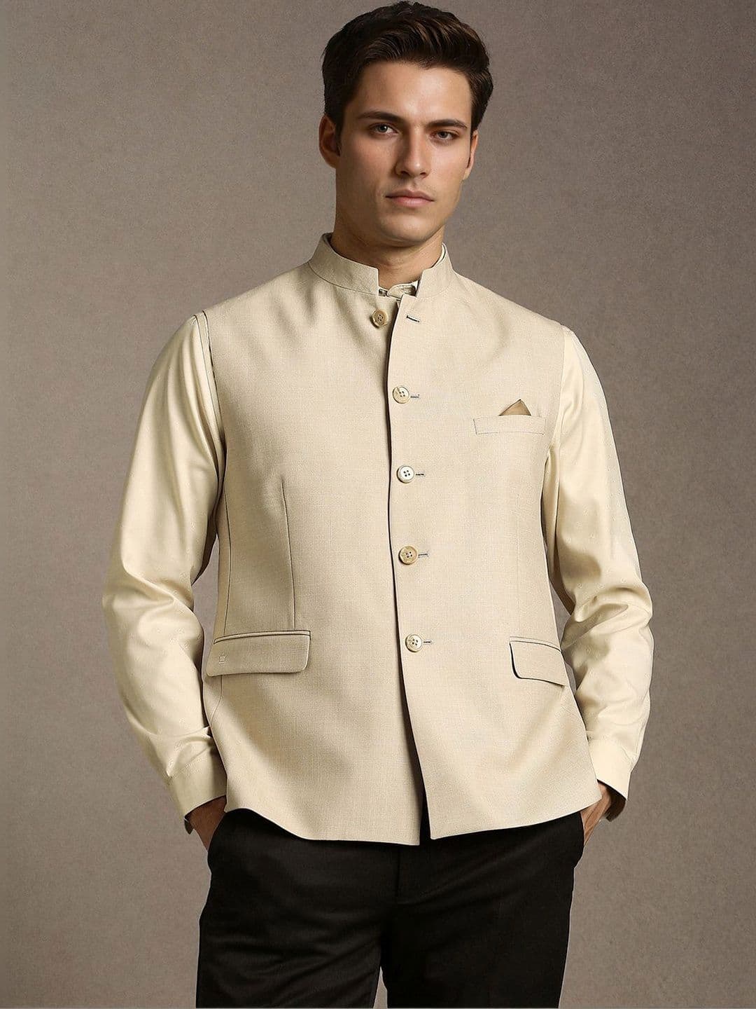 Louis Philippe Mandarin Collar Nehru Jackets - view 1