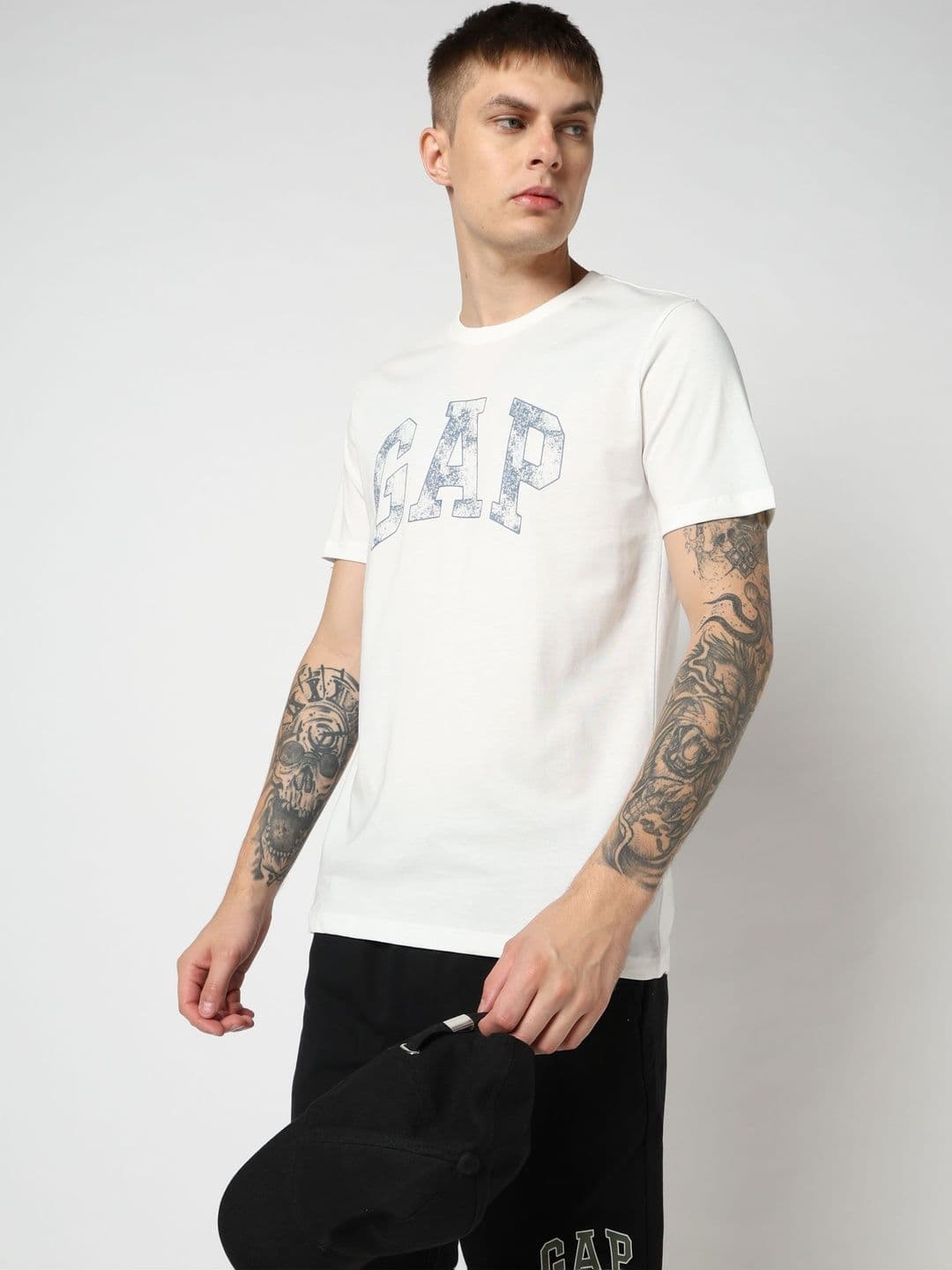 GAP Brand Logo Printed Pure Cotton Slim Fit T-shirt - view 1