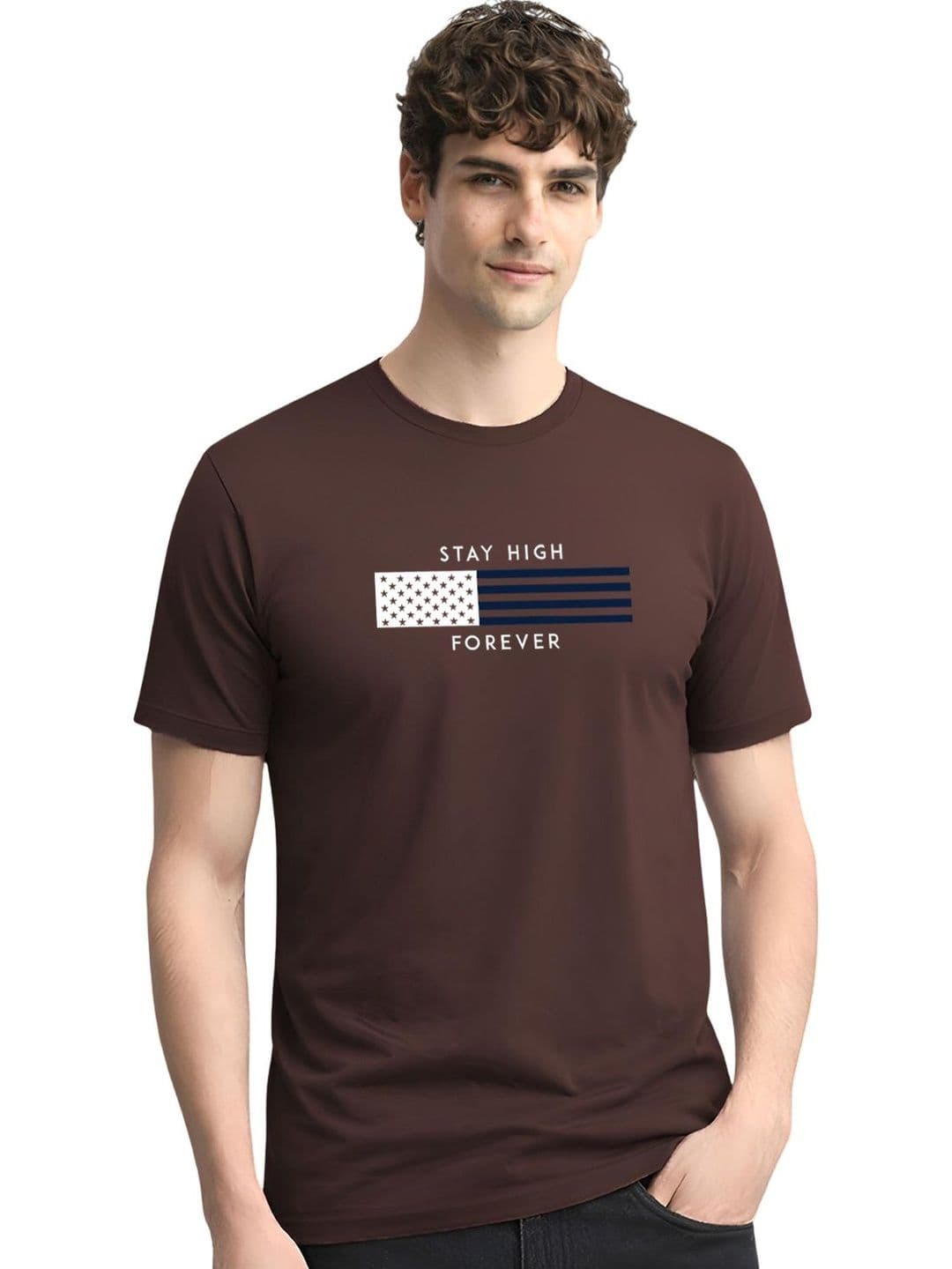 ADRO Typography Printed Round Neck Short Sleeves Regular Fit Pure Cotton T-shirt - view 1