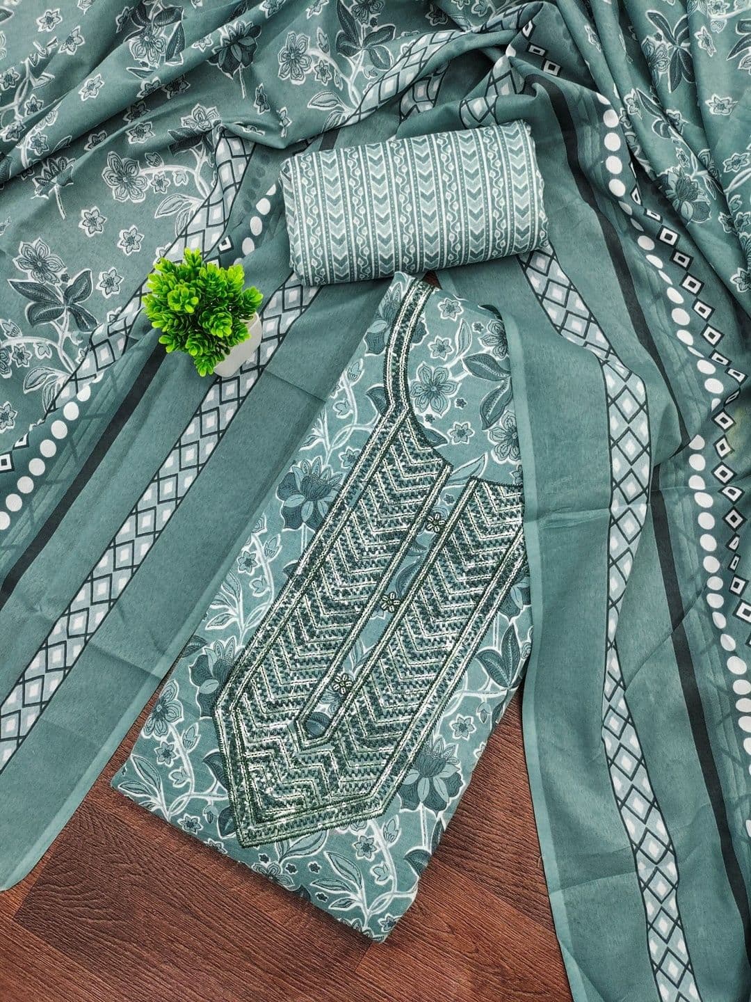 Rangtulika Ethnics Floral Printed Unstitched Dress Material - view 1