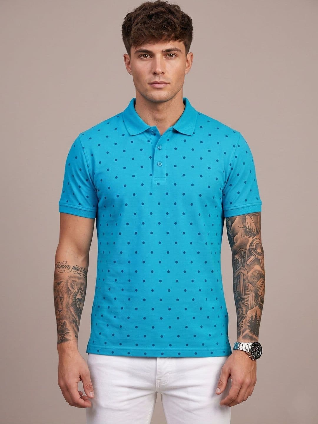 SANDPIPER Men Polka Dot Printed Polo Collar T-shirt - view 1
