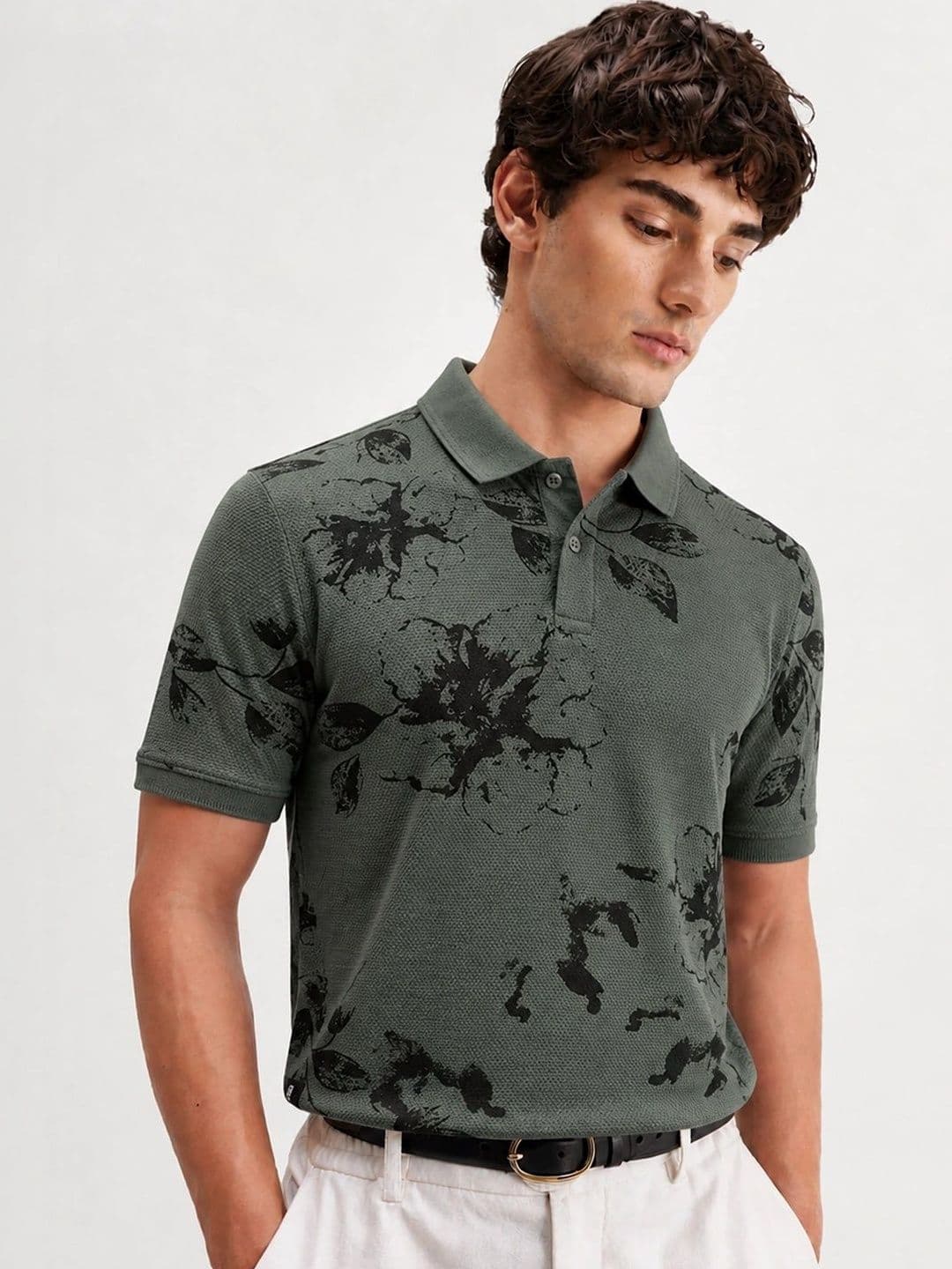 Klub Fox Men Printed Polo Collar Cotton Tshirt - view 1