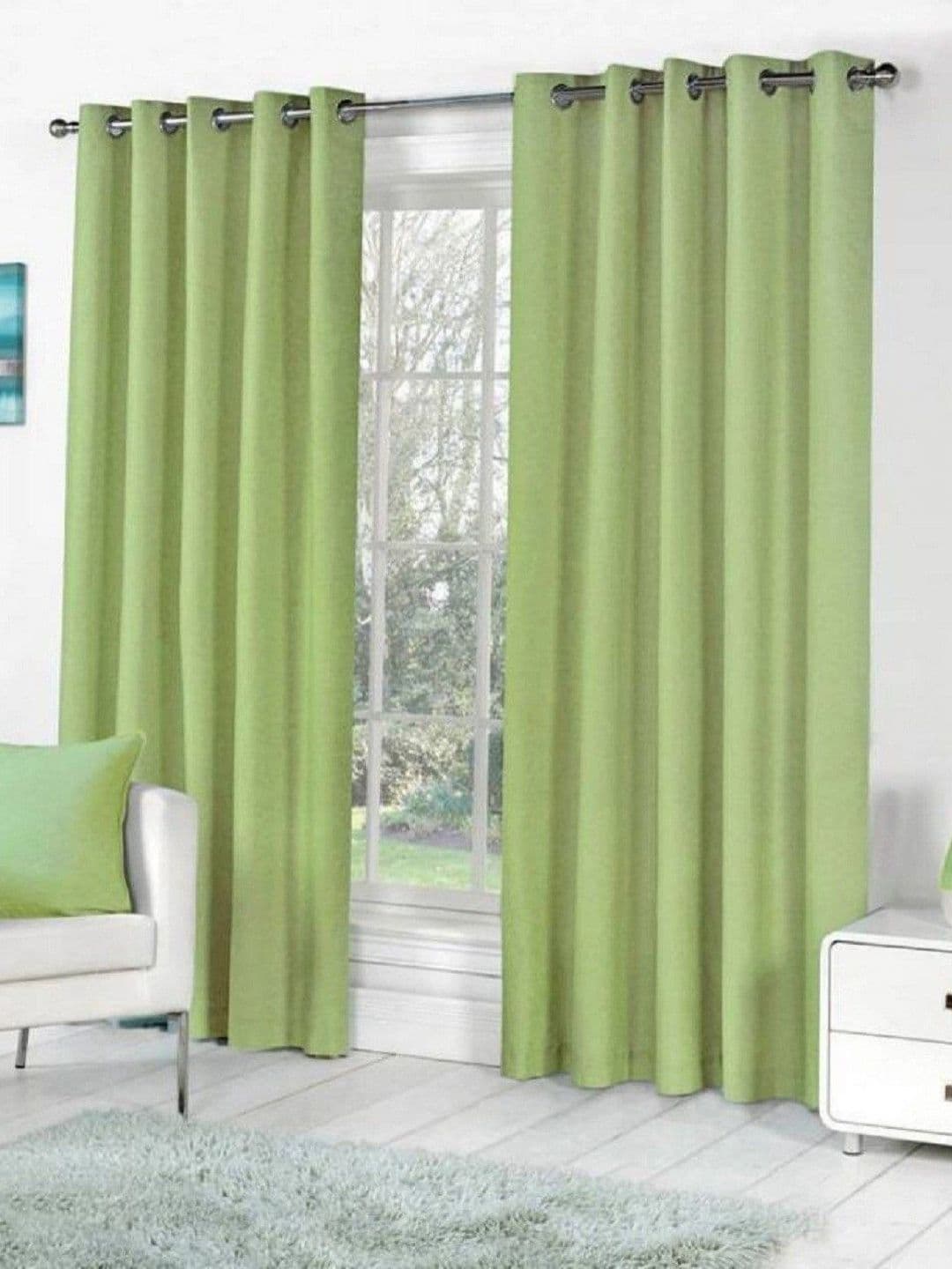 BELLA TRUE Green 2 Pieces Long Door Curtains - view 1