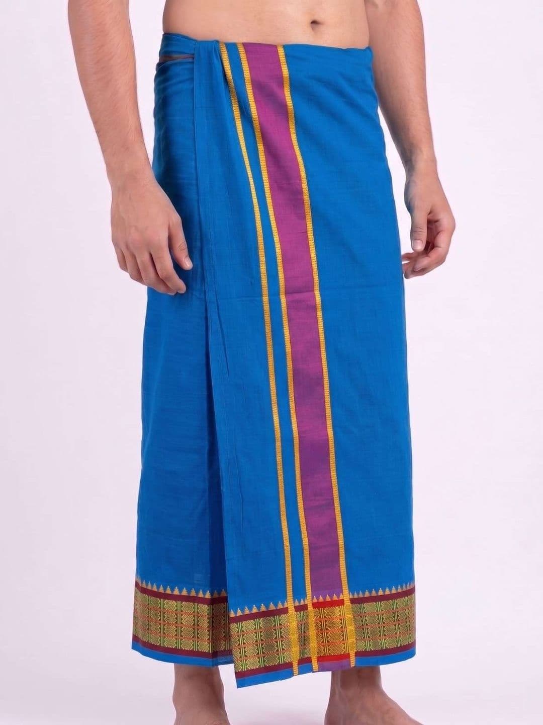Hornbill Enterprises Men Striped Cotton Blend Dhoti Dhotis - view 1