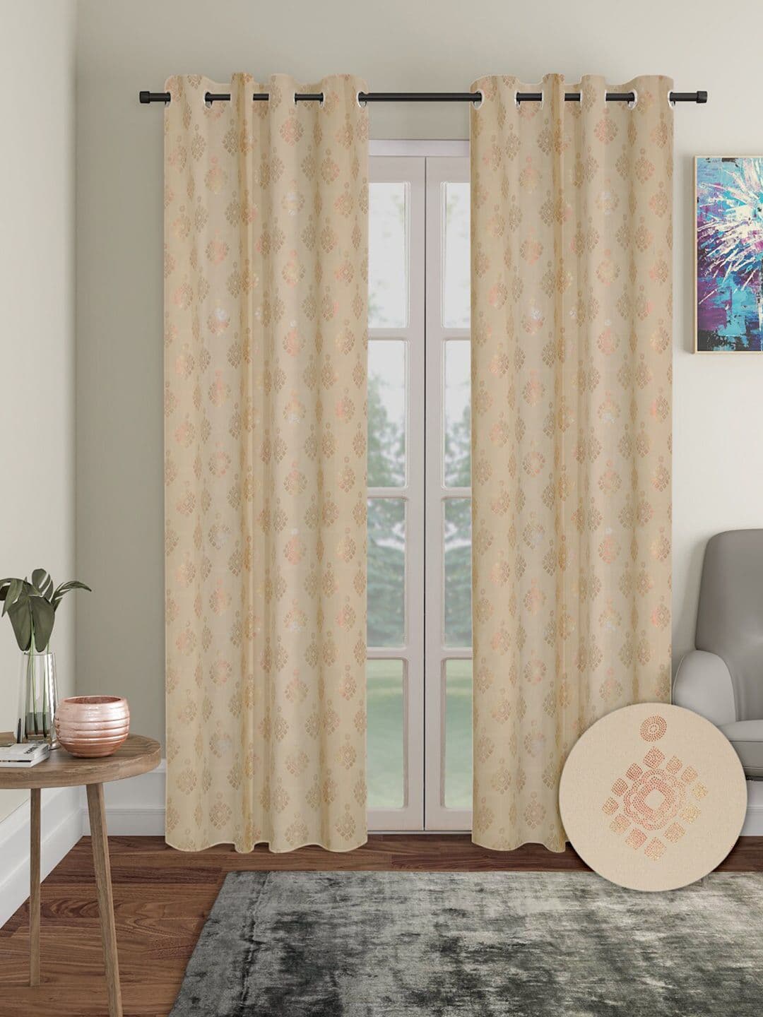 Aura 2 Pieces Ethnic Motif out Long Door Curtains - view 1
