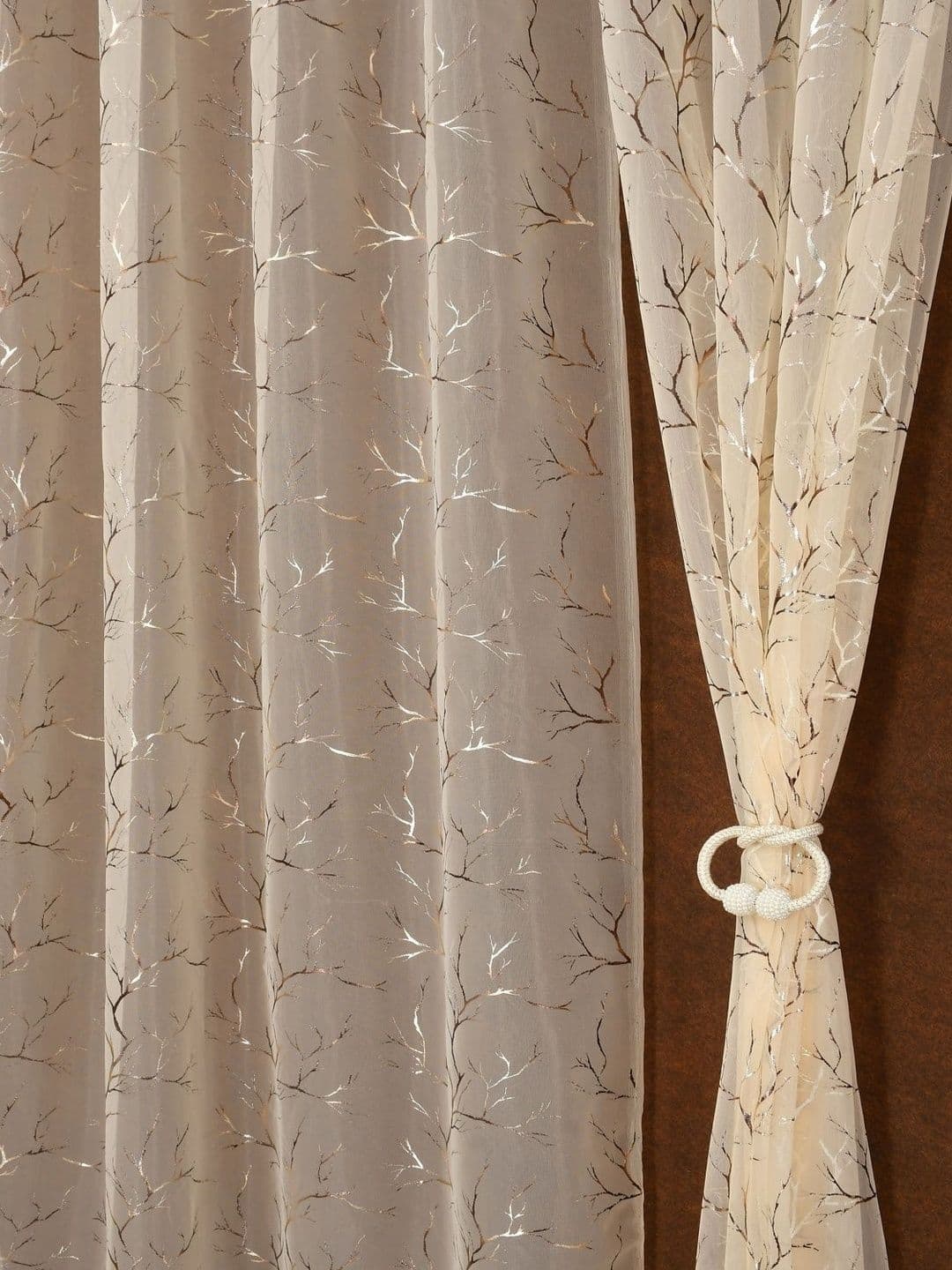 Aura Cream-Coloured Set of 2 Sheer Door Curtain - view 1