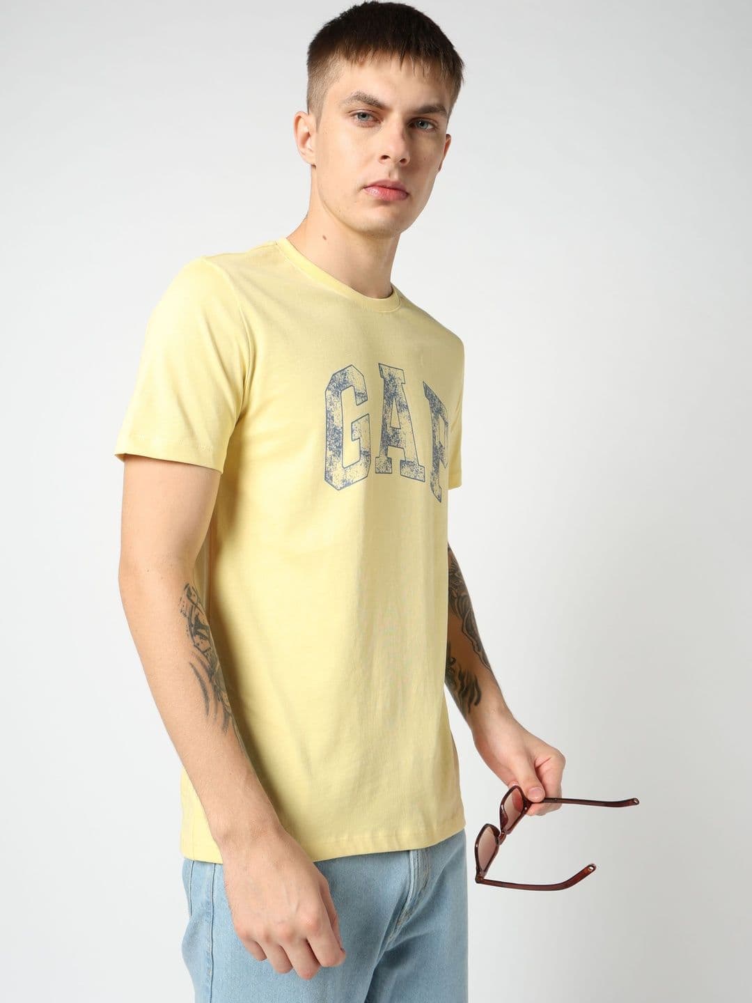 GAP Brand Logo Printed Pure Cotton Slim Fit T-shirt - view 1