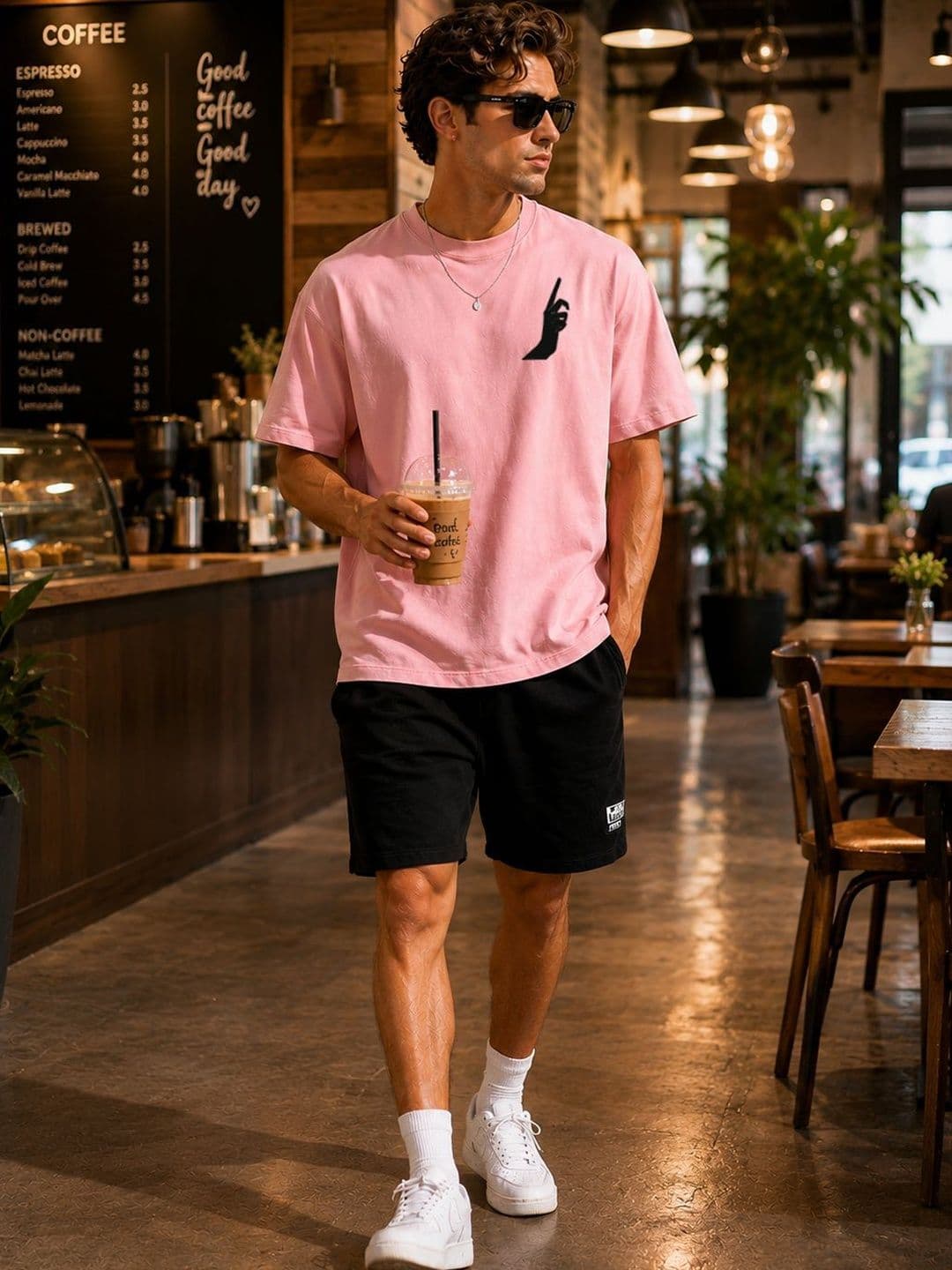 8 Minutes Men Printed Drop-Shoulder Sleeves T-shirt - view 1