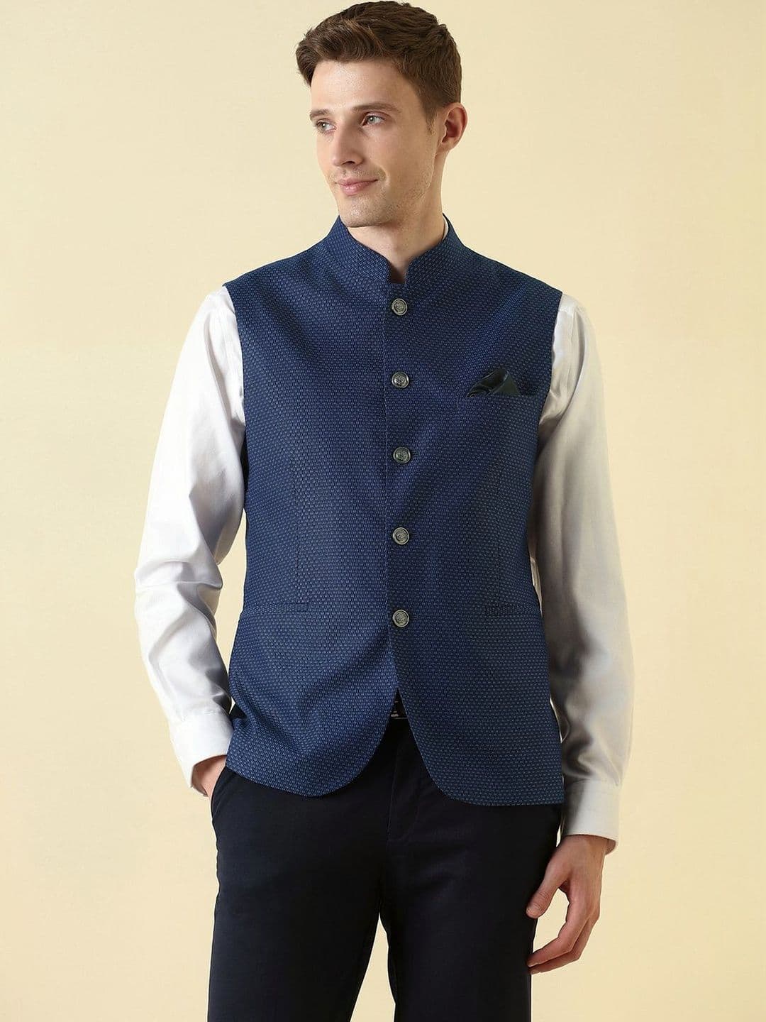 Allen Solly Textured Mandarin Collar Nehru Jackets - view 1