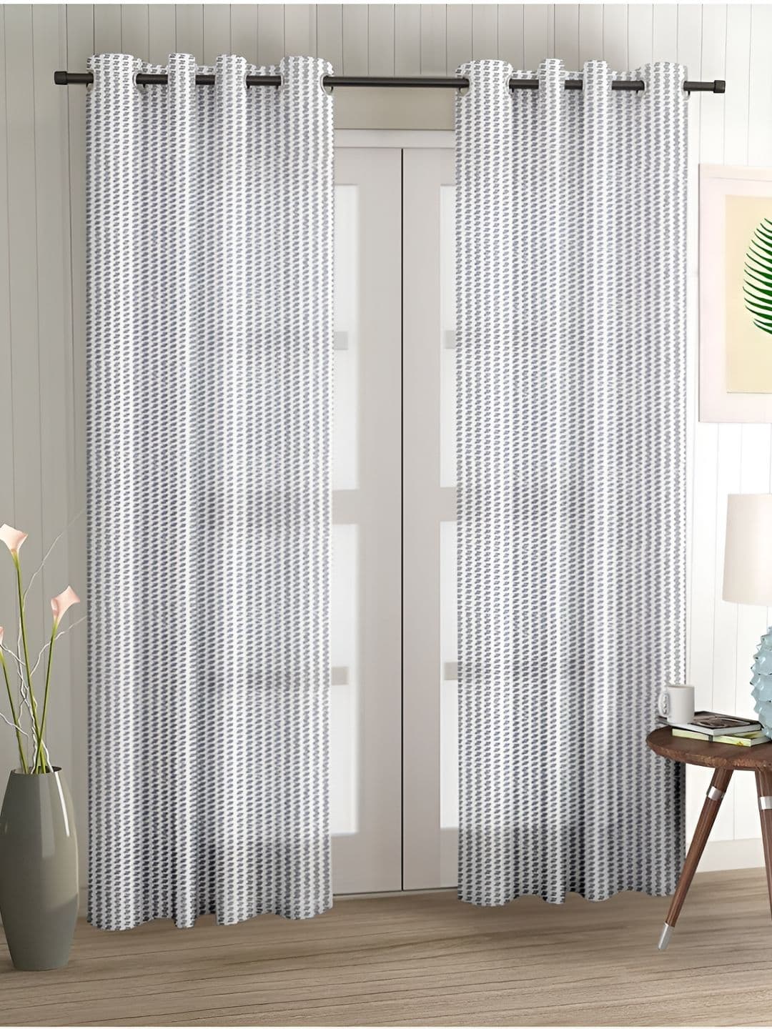 Aura White 2 Pieces Sheer Long Door Curtains - view 1