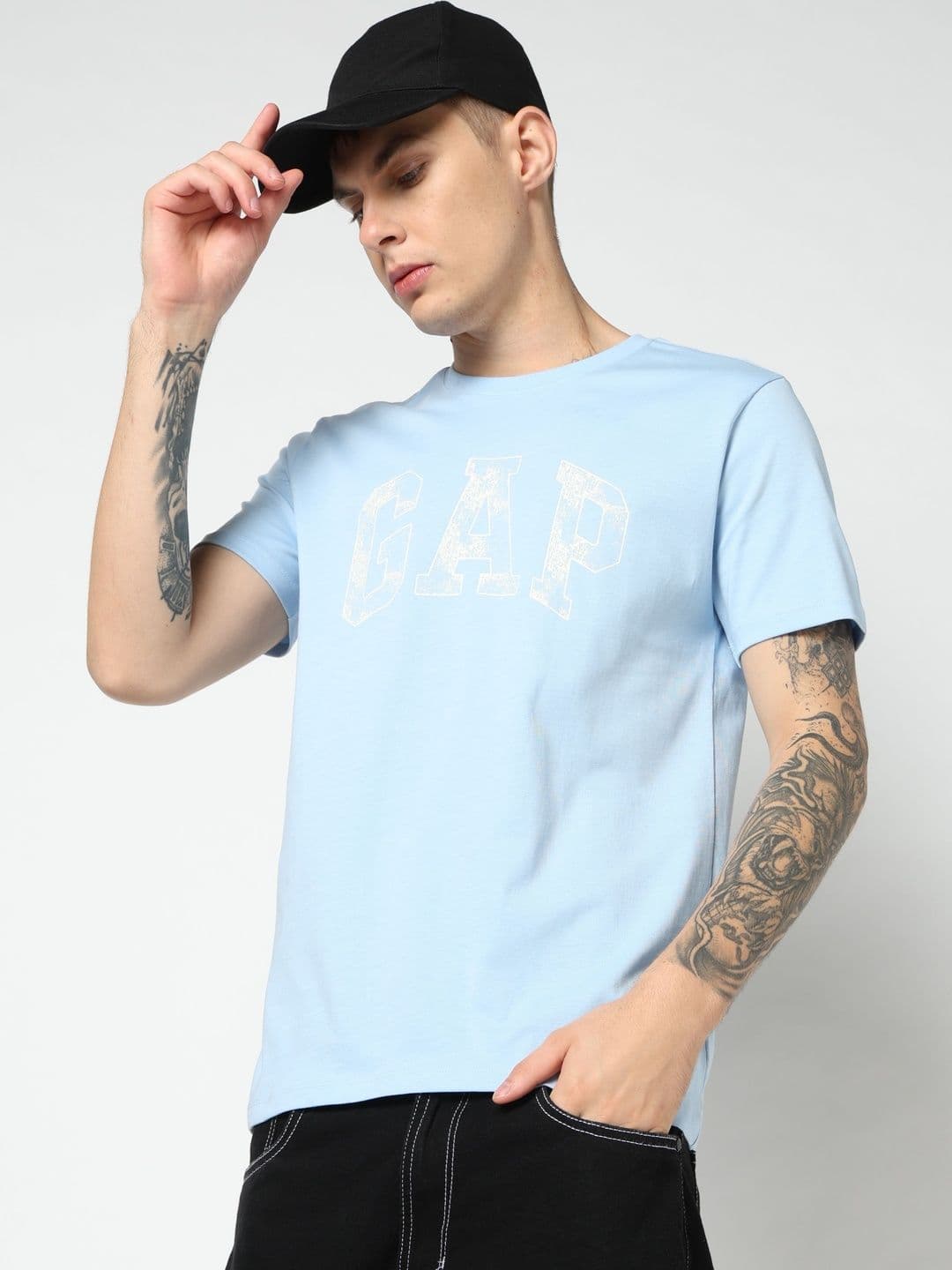 GAP Brand Logo Printed Pure Cotton Slim Fit T-shirt - view 1