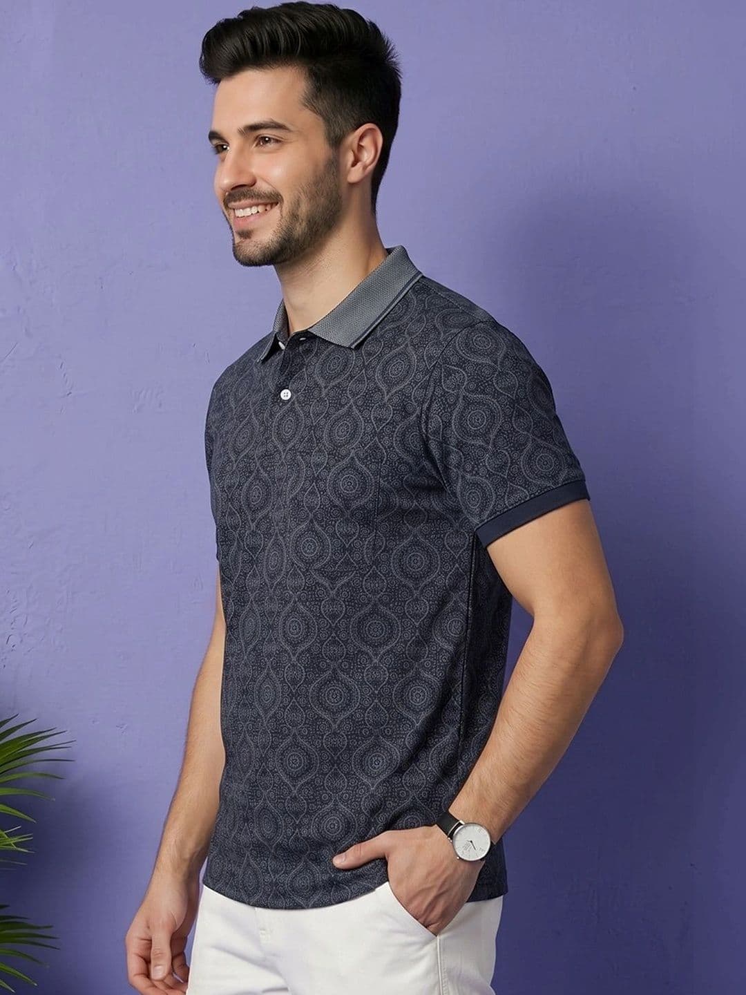 HERE&NOW Men Printed Polo Collar T-shirt - view 1