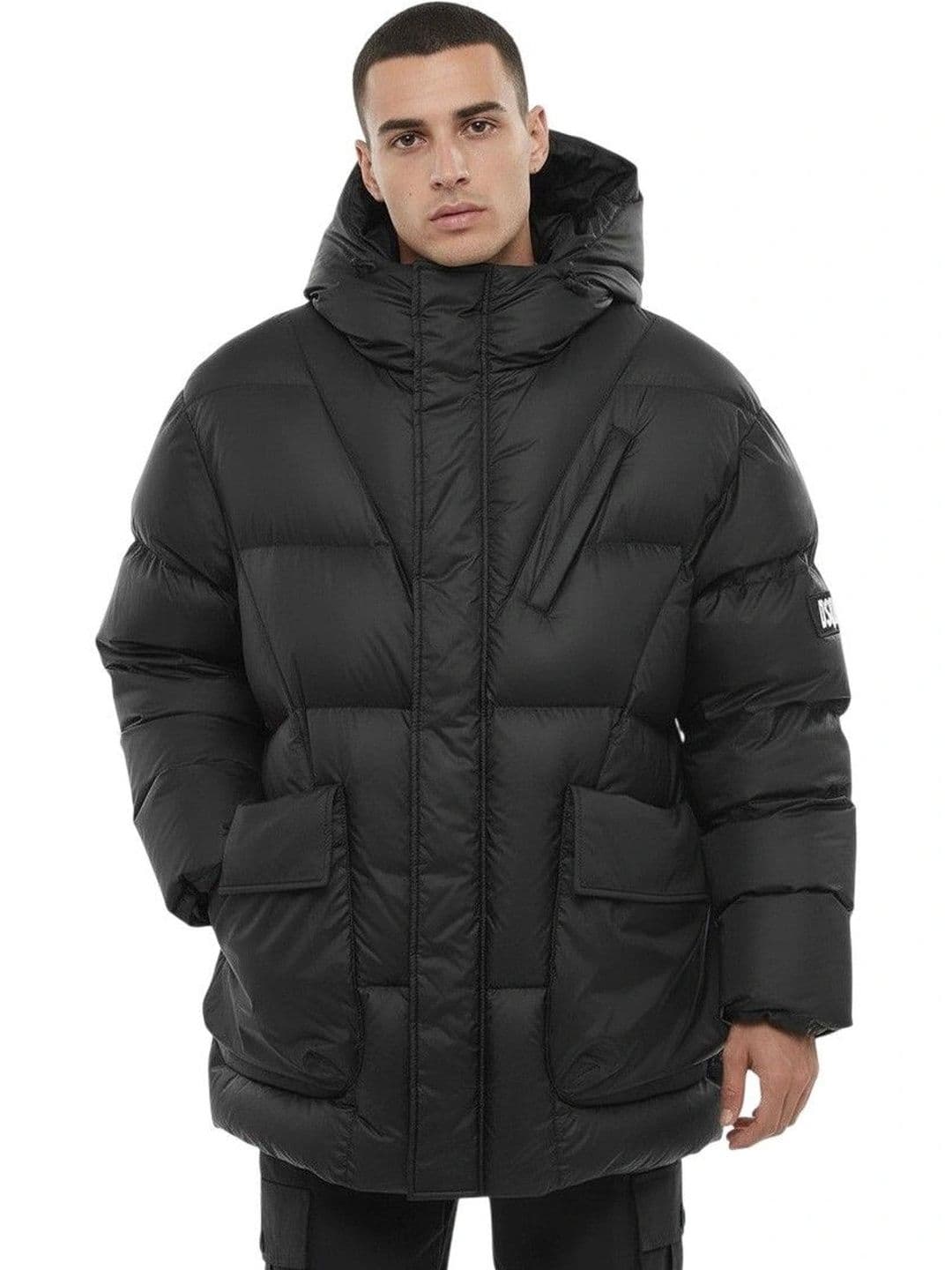 Dsquared2 Black Quilted Hooded Jacket - view 1