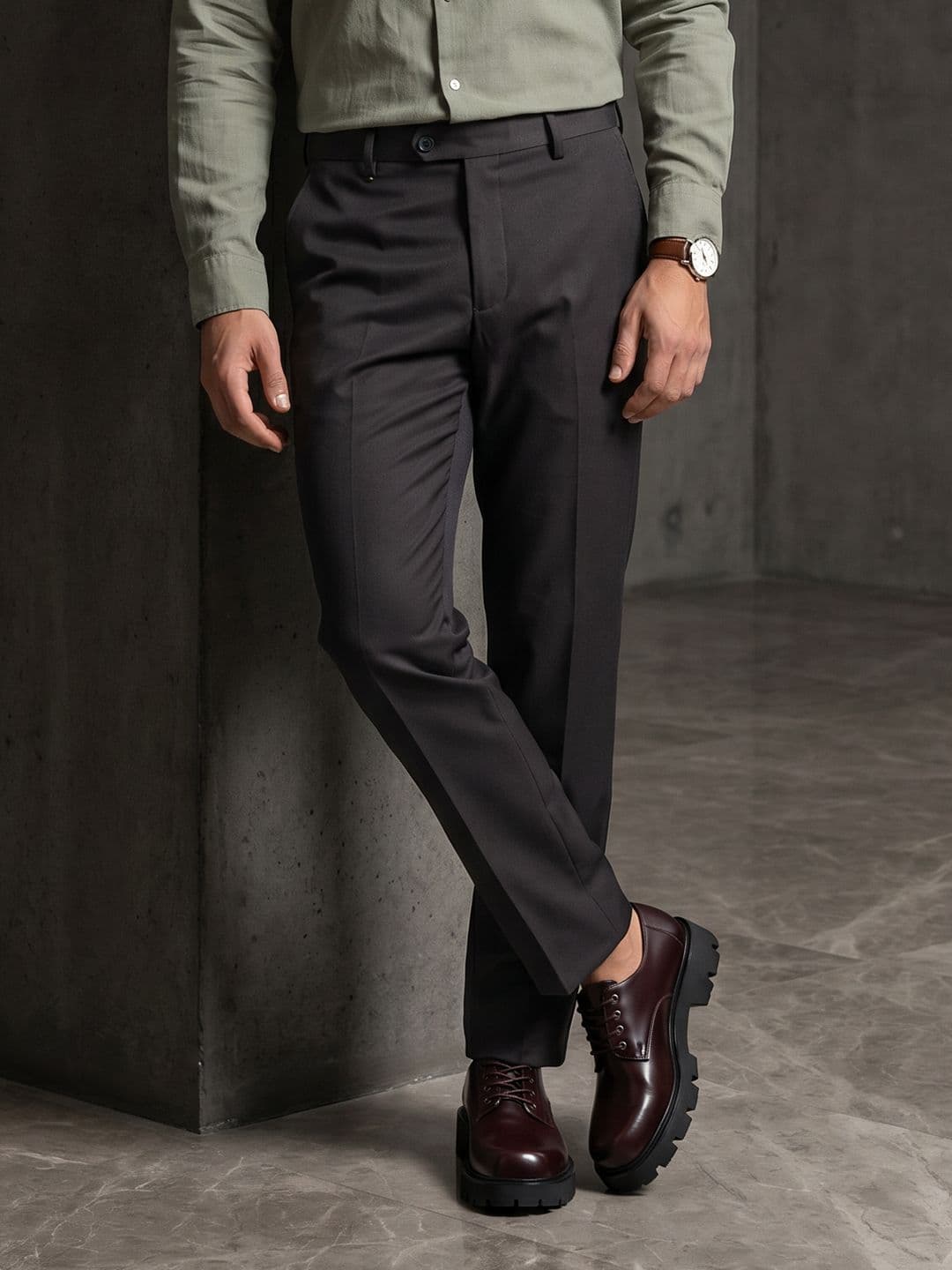 INVICTUS Mid-Rise Cotton Formal Trousers - view 1