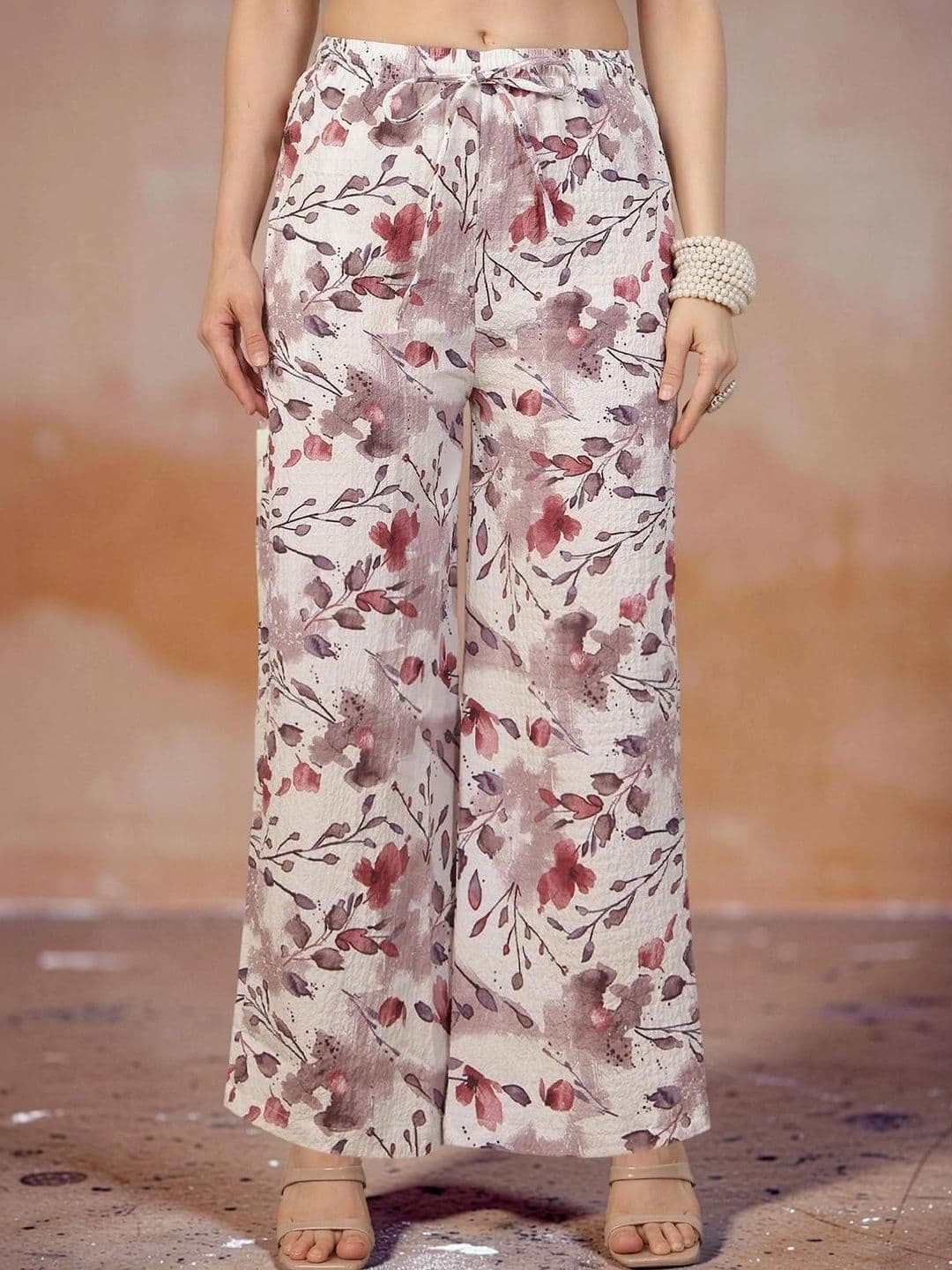 Jinfo Women Floral Printed Crepe Ethnic Palazzos - view 1