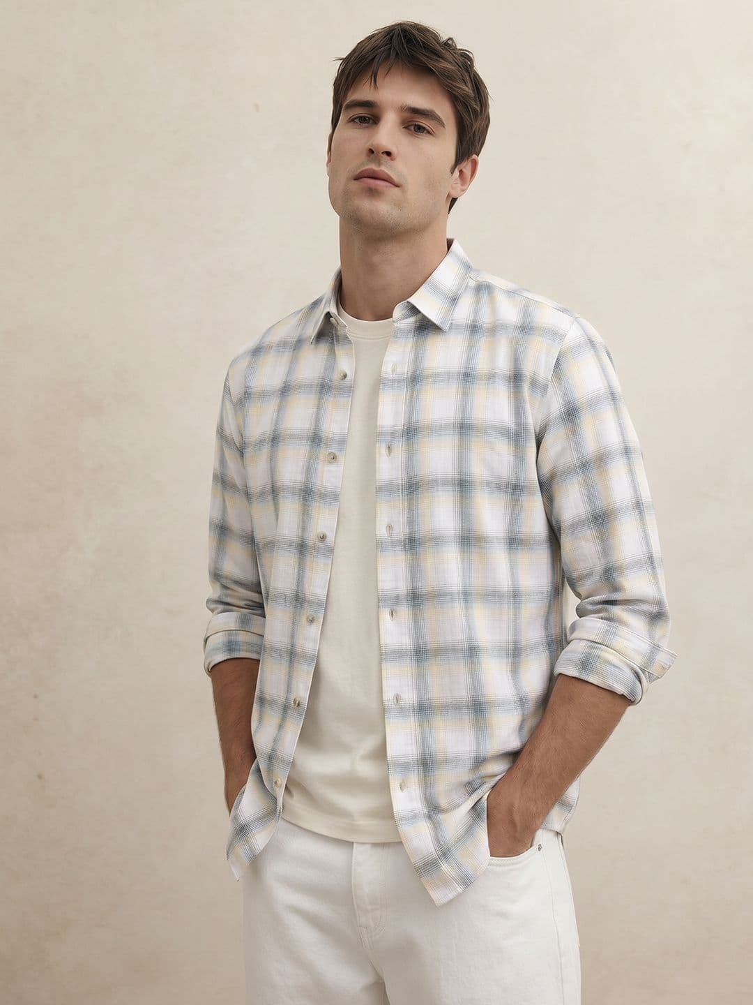 THE SHIRT CODE Checked Pure Cotton Casual Shirt - view 1