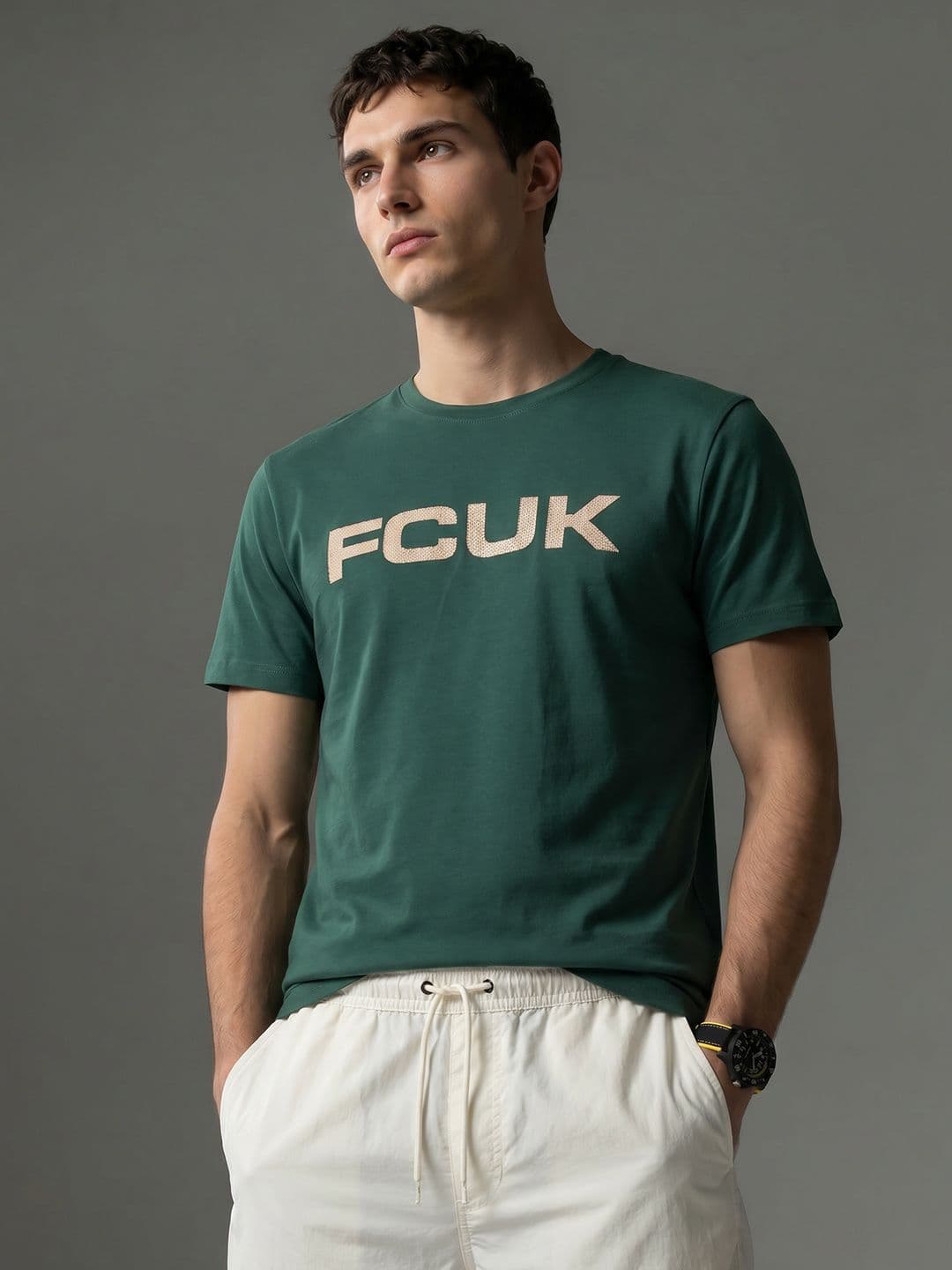 FCUK Brand Logo Printed Pure Cotton T-shirt - view 1