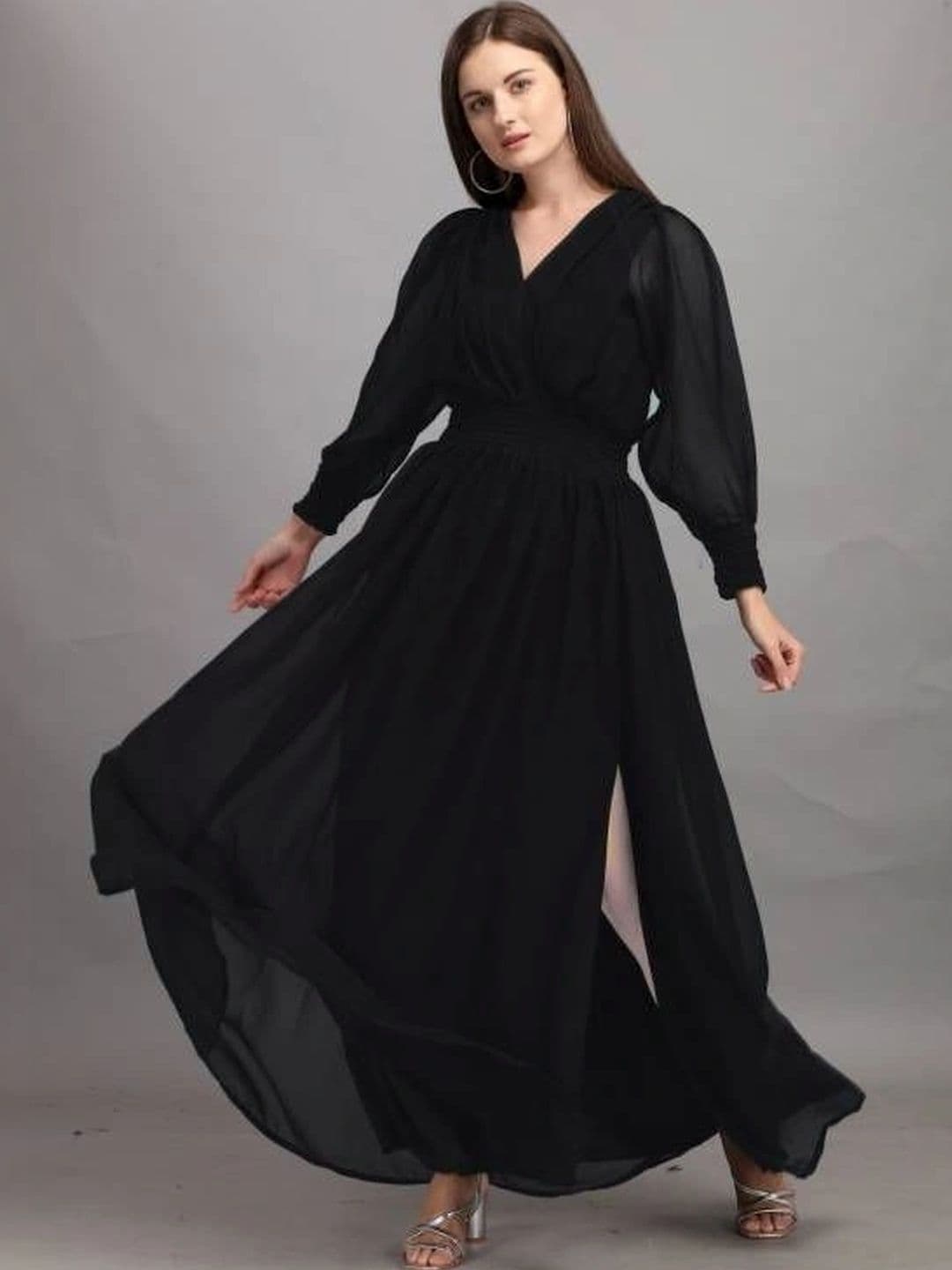 RAYIE COLLECTION Puff Sleeve Georgette Fit & Flare Maxi Dress - view 1