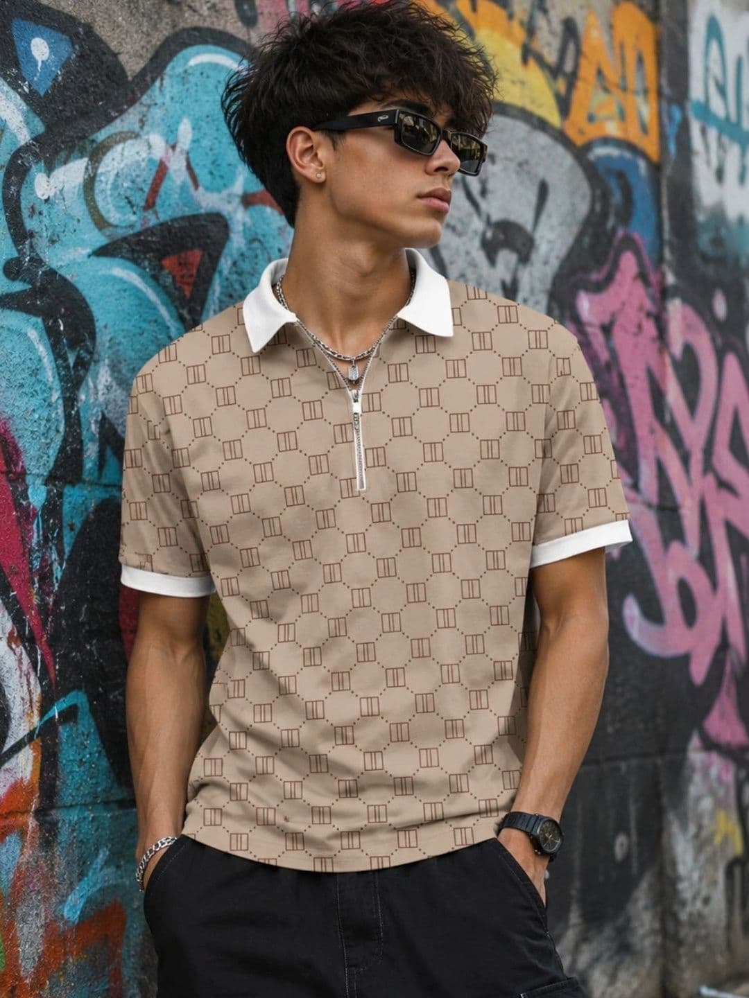 BOLD VIEW Men Printed Polo Collar T-shirt - view 1