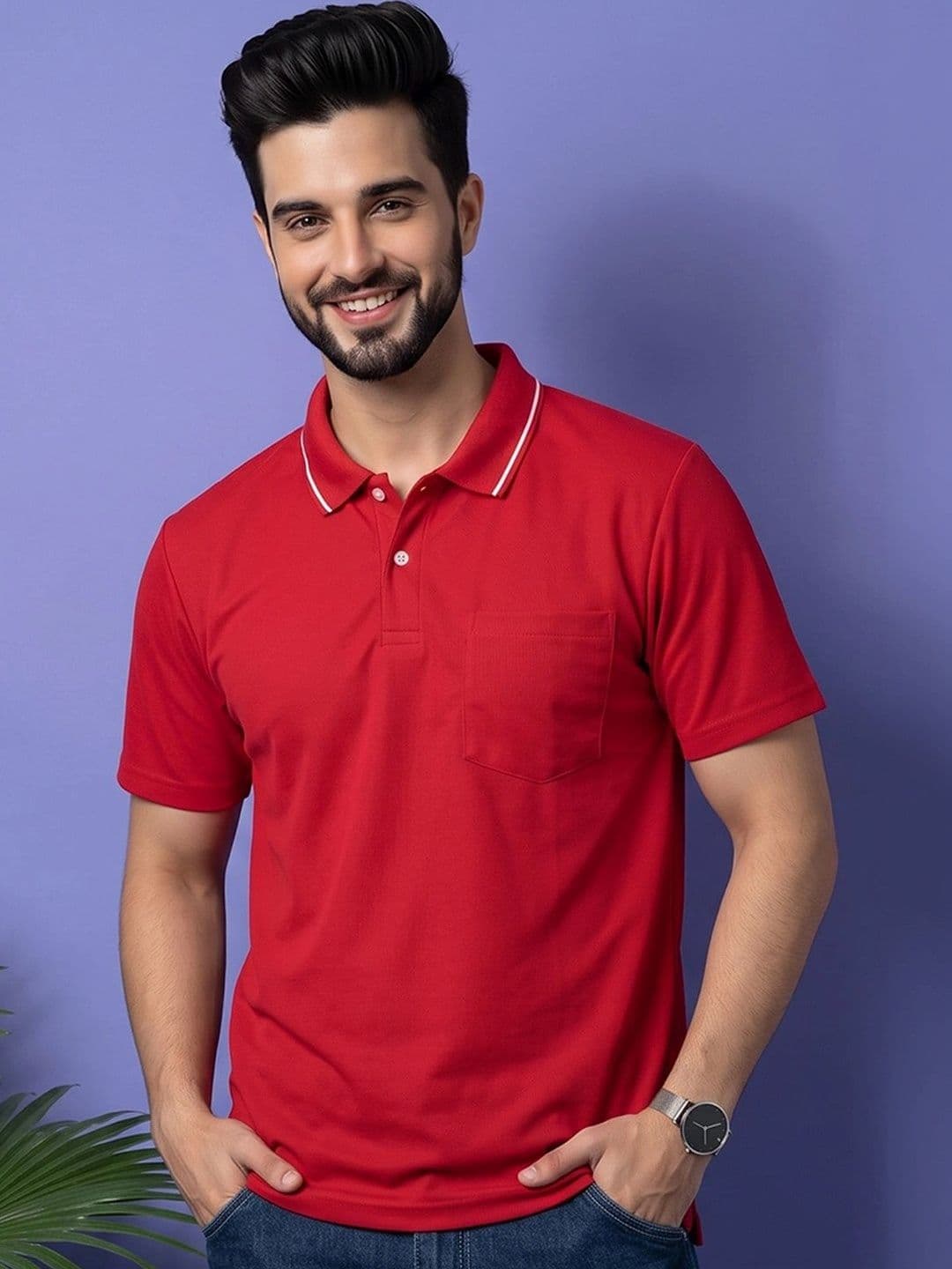 GENZA Men Polo Collar Pockets T-shirt - view 1