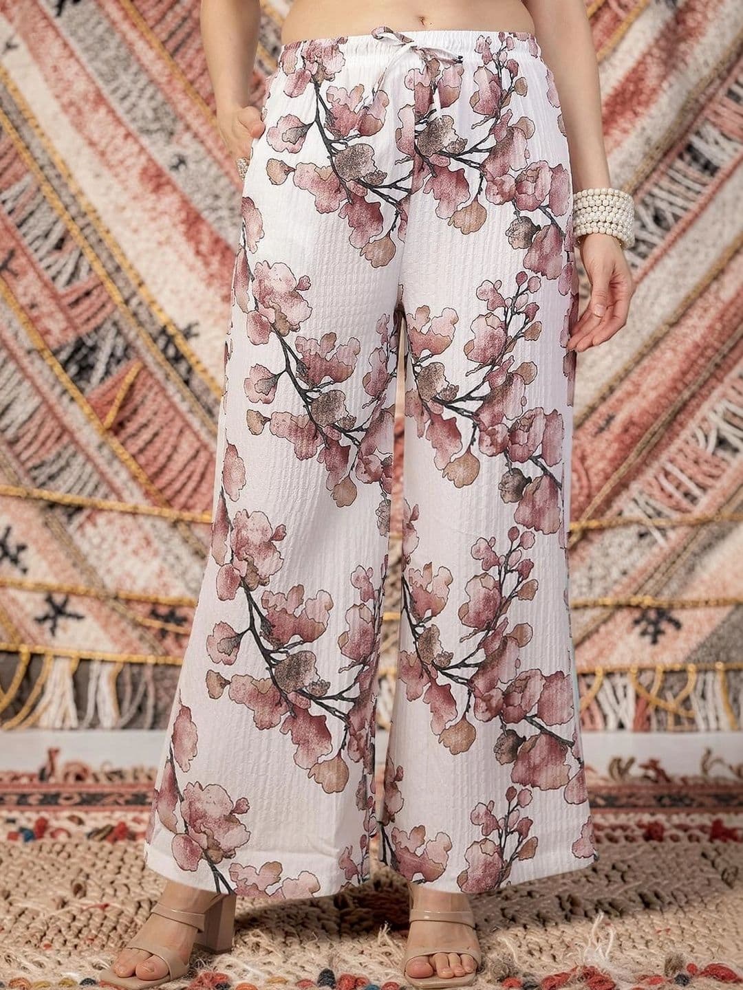 Jinfo Women Floral Printed Crepe Palazzos - view 1