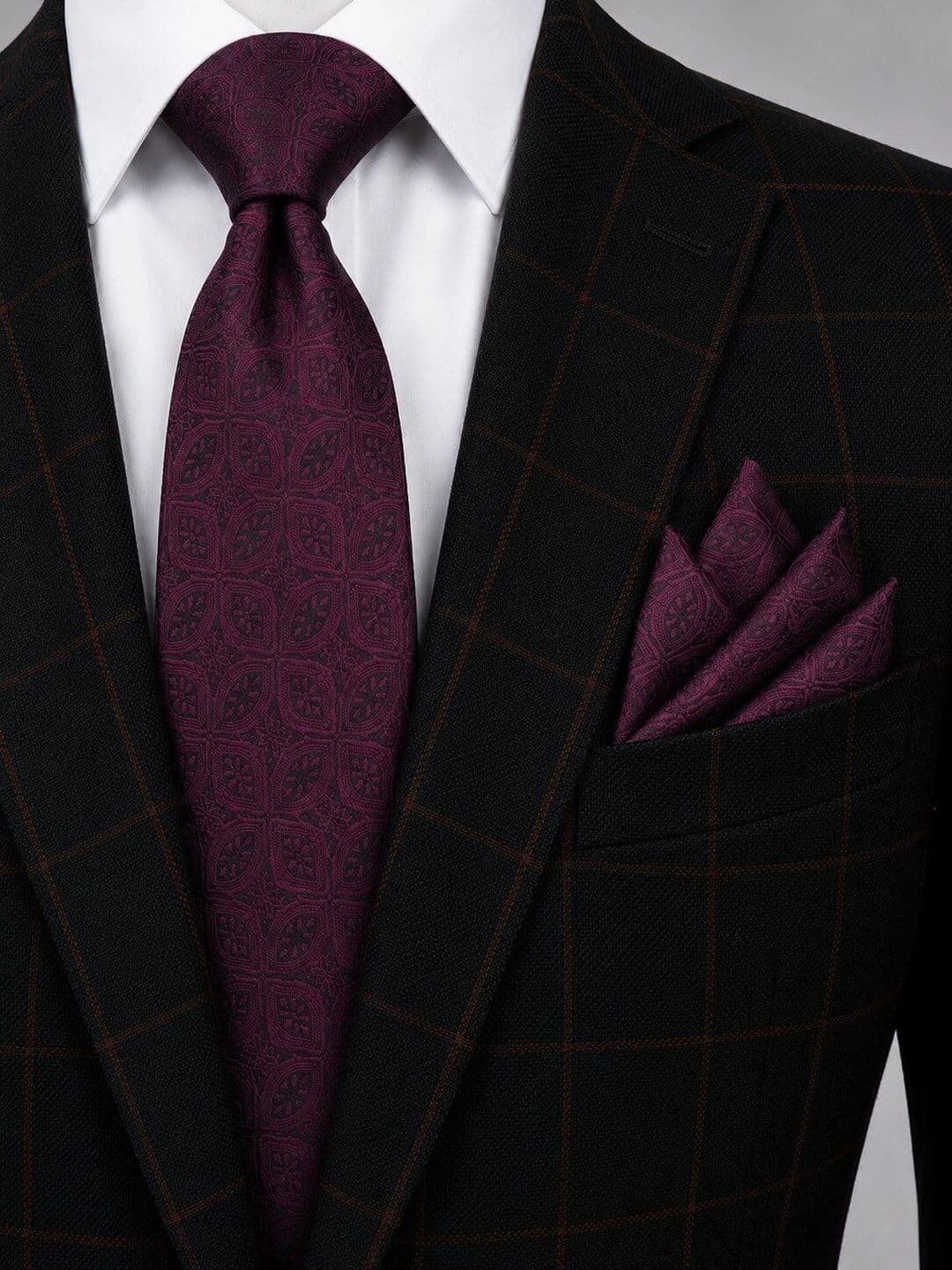 Cazzano Men Printed Broad Tie With Pocket Square - view 1