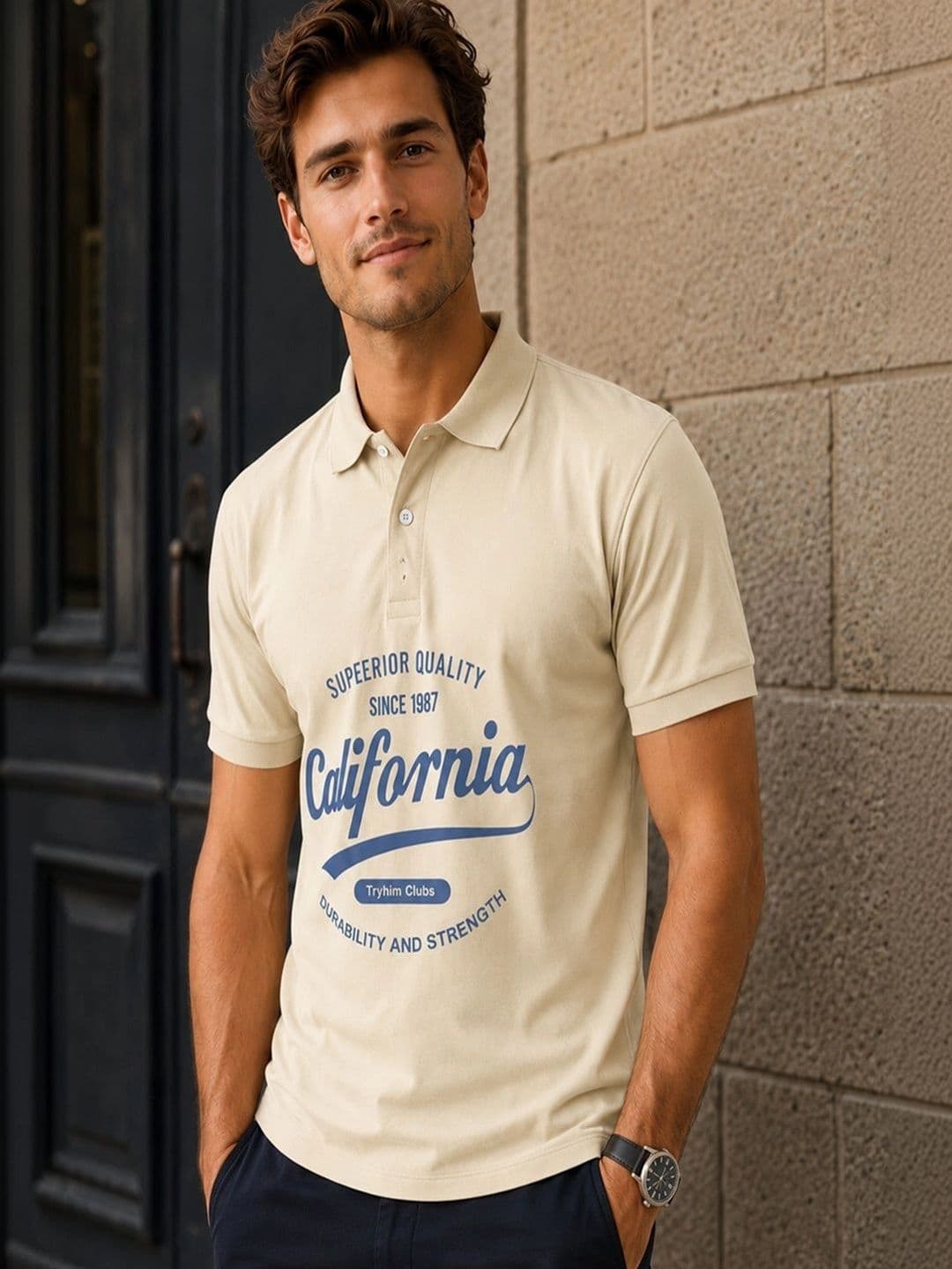 BOLD VIEW Men Typography Printed Polo Collar T-shirt - view 1
