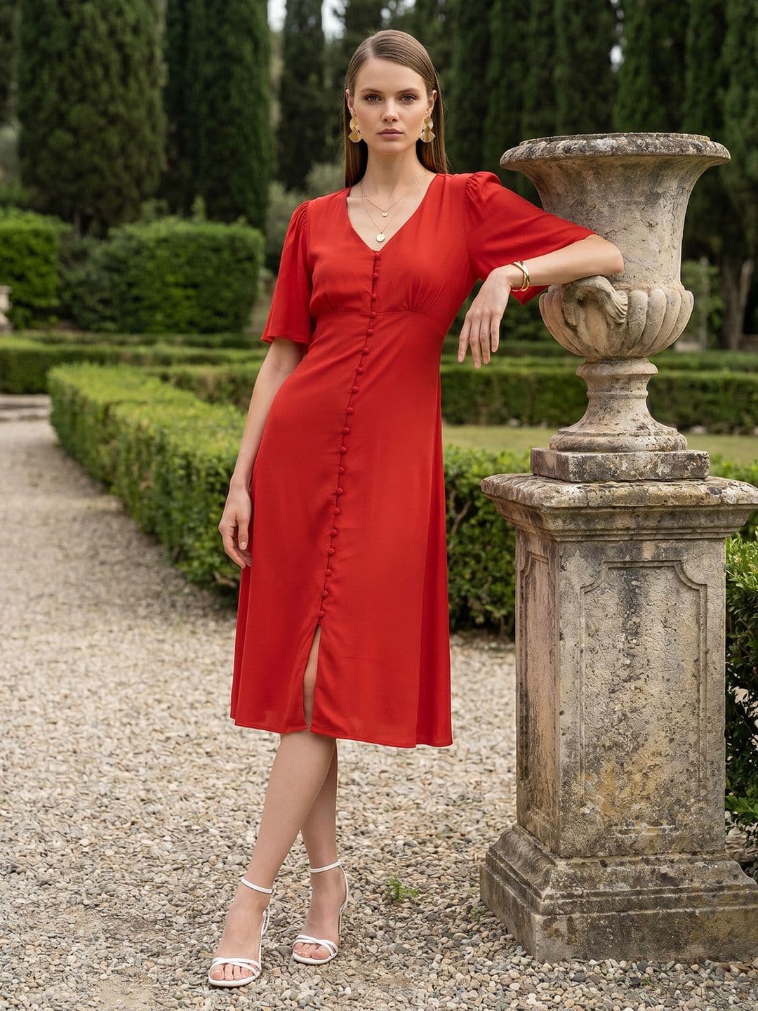 Chemistry Flared Sleeve Fit & Flare Midi Dress - view 1