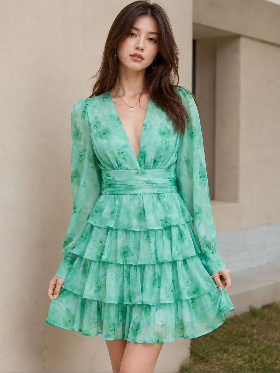 BAESD Floral Print Ruffled A-Line Dress - view 1
