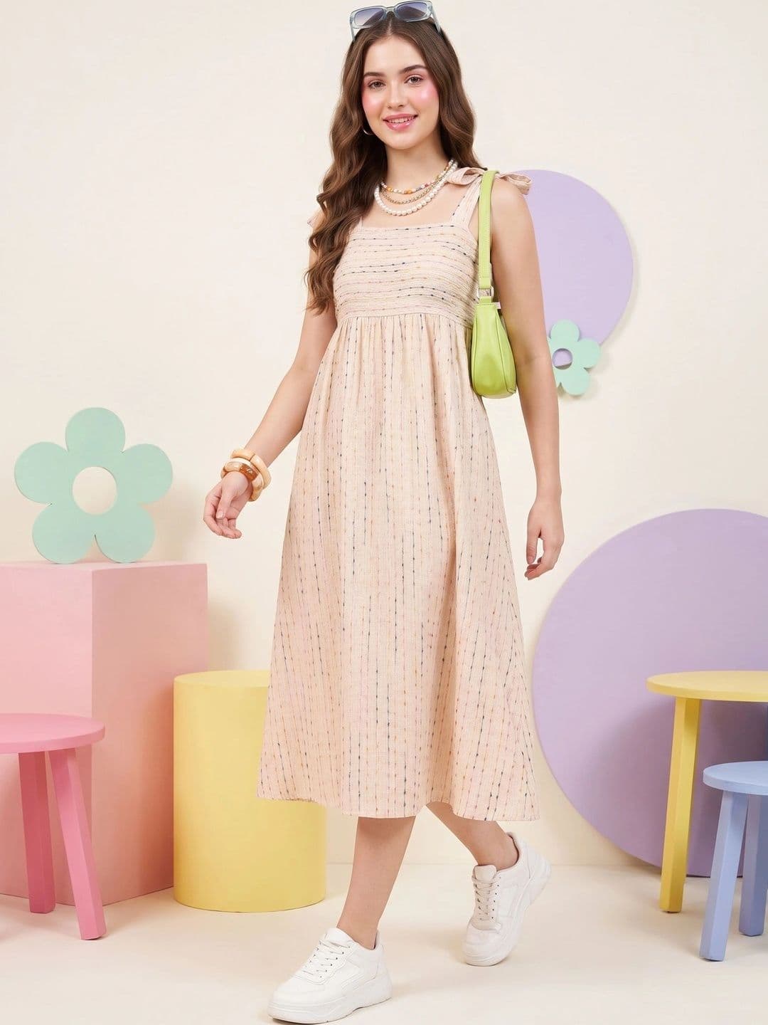 Neon Femme Crepe A-Line Midi Dress - view 1