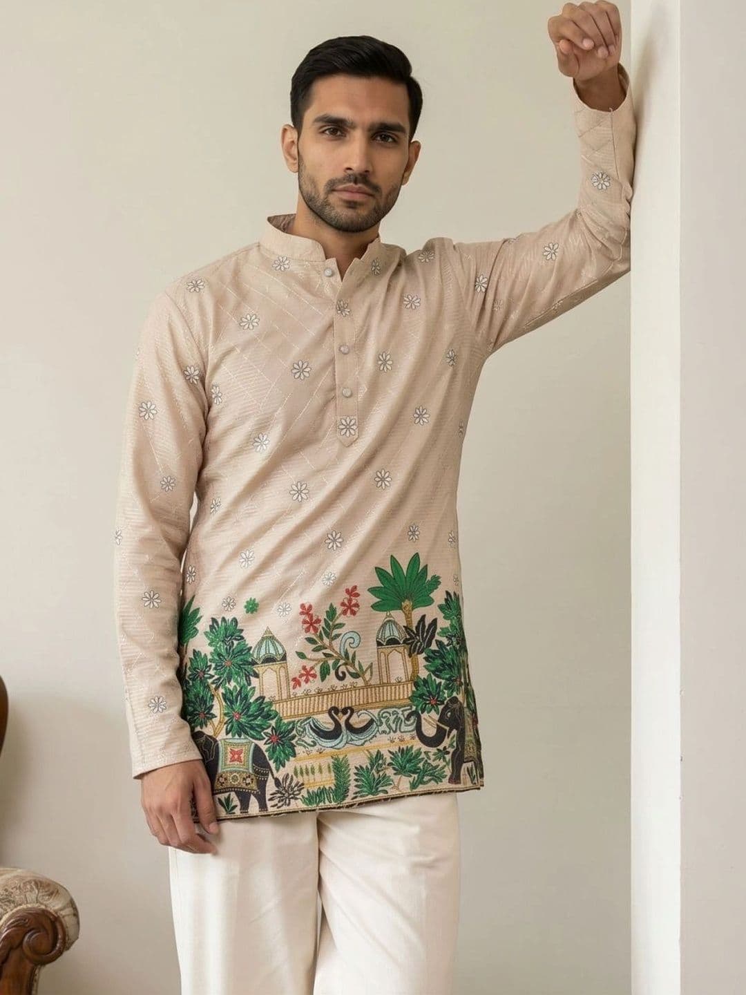 Jompers Men Embellished Thread Work Kurta - view 1