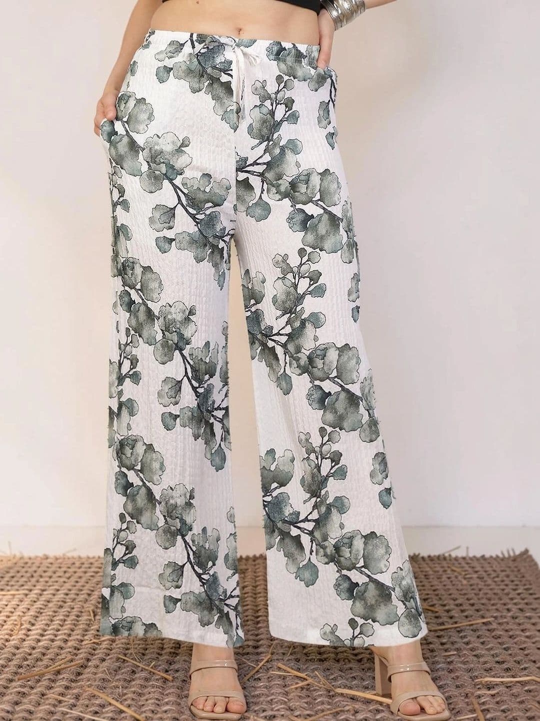 Jinfo Women Floral Printed Crepe Palazzos - view 1